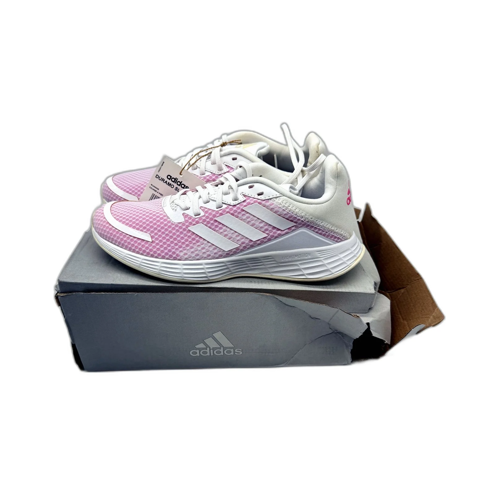 adidas Womens Duramo SL Pink/White Running Course Shoes US Size 7.5 DEMO