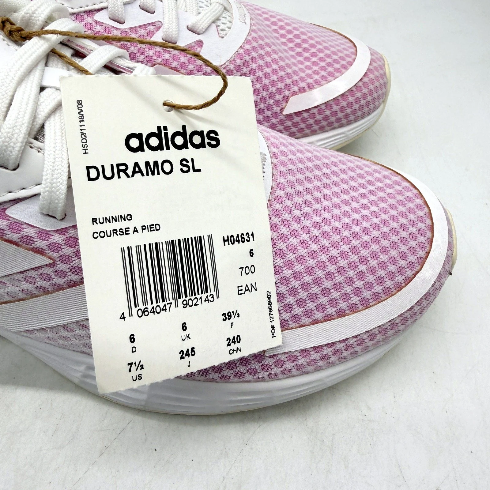 adidas Womens Duramo SL Pink/White Running Course Shoes US Size 7.5 DEMO - Image 3
