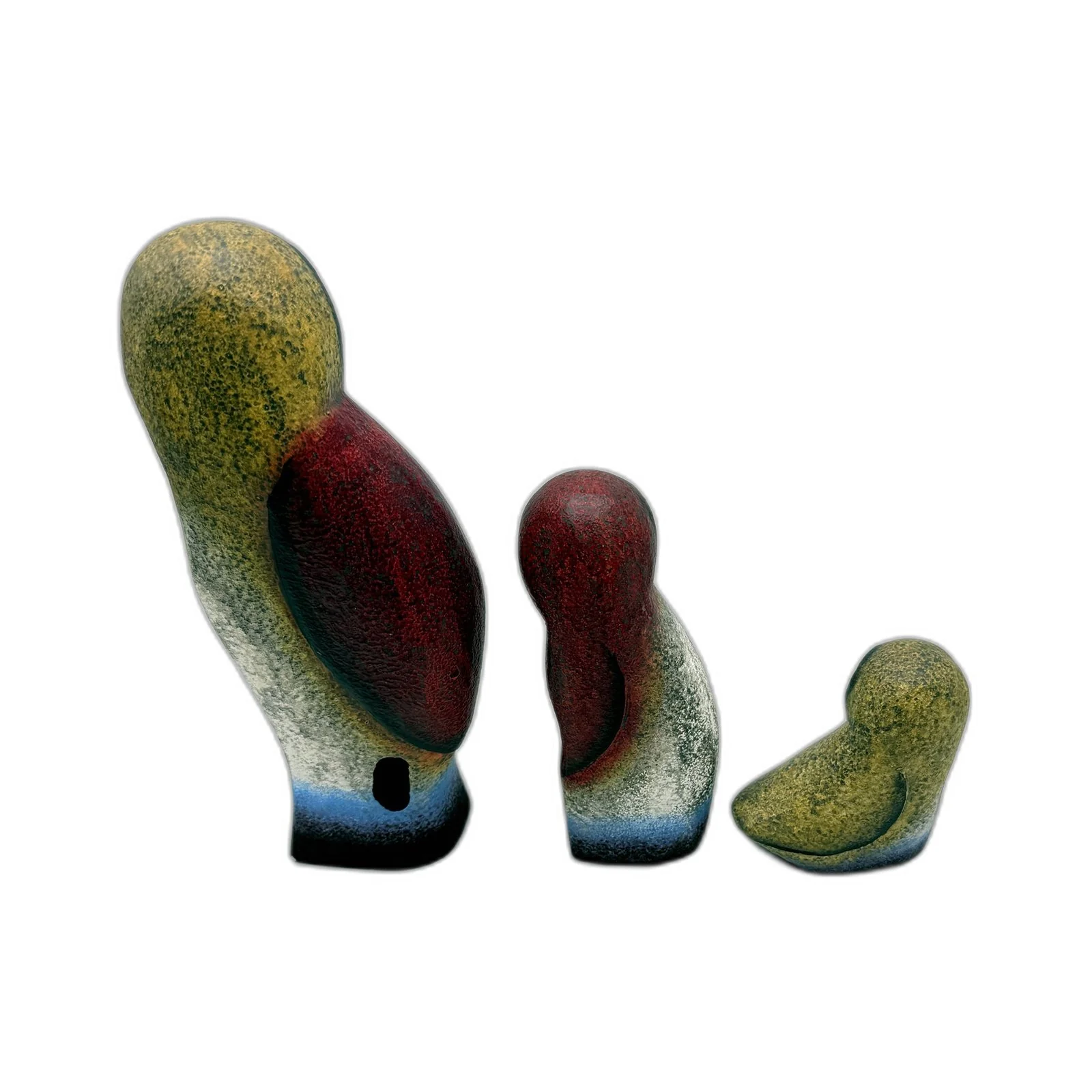 Decorative Multicolor Light Plaster Owl Figurines Accents Ornaments 3-Piece Set - Image 3