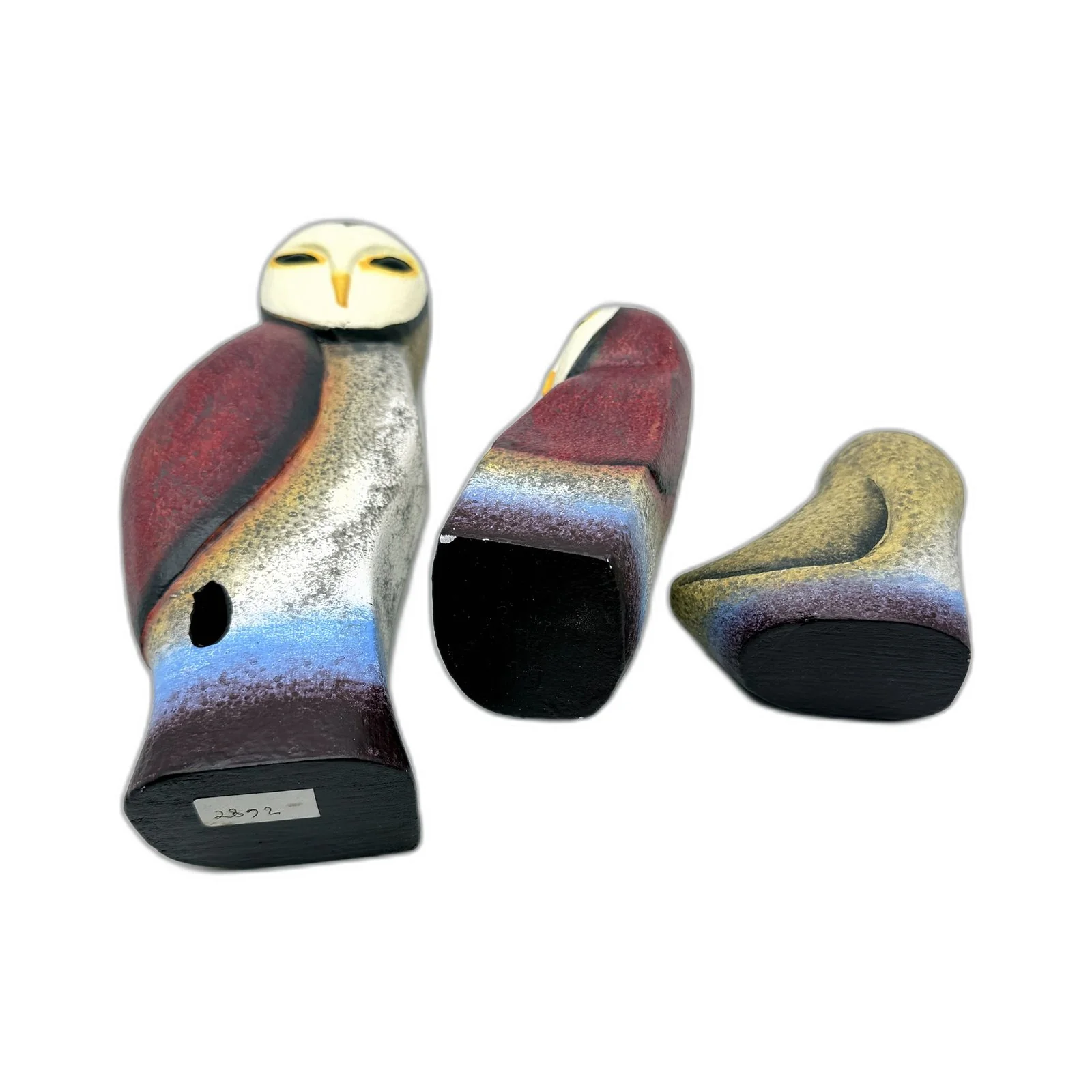 Decorative Multicolor Light Plaster Owl Figurines Accents Ornaments 3-Piece Set - Image 4
