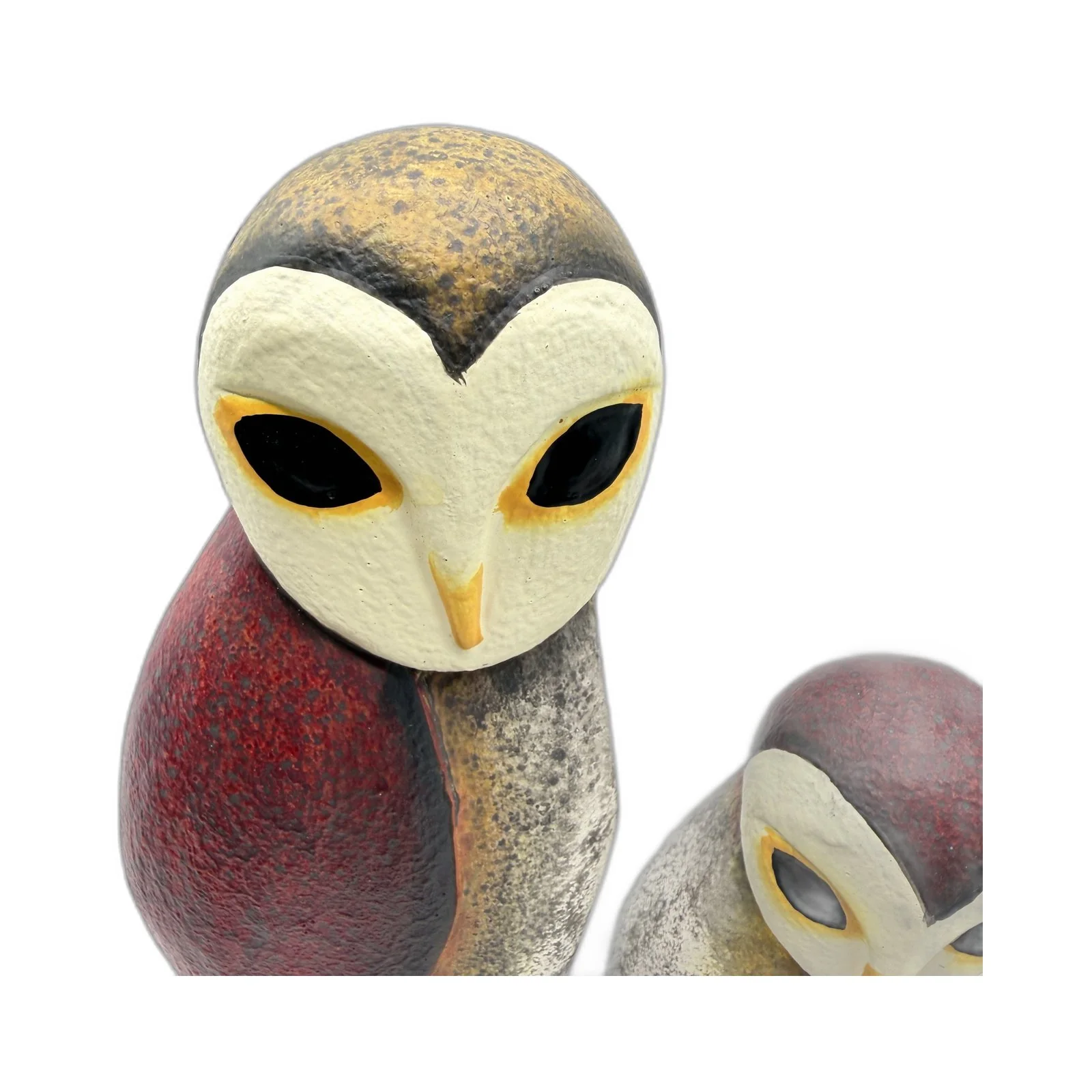 Decorative Multicolor Light Plaster Owl Figurines Accents Ornaments 3-Piece Set - Image 5