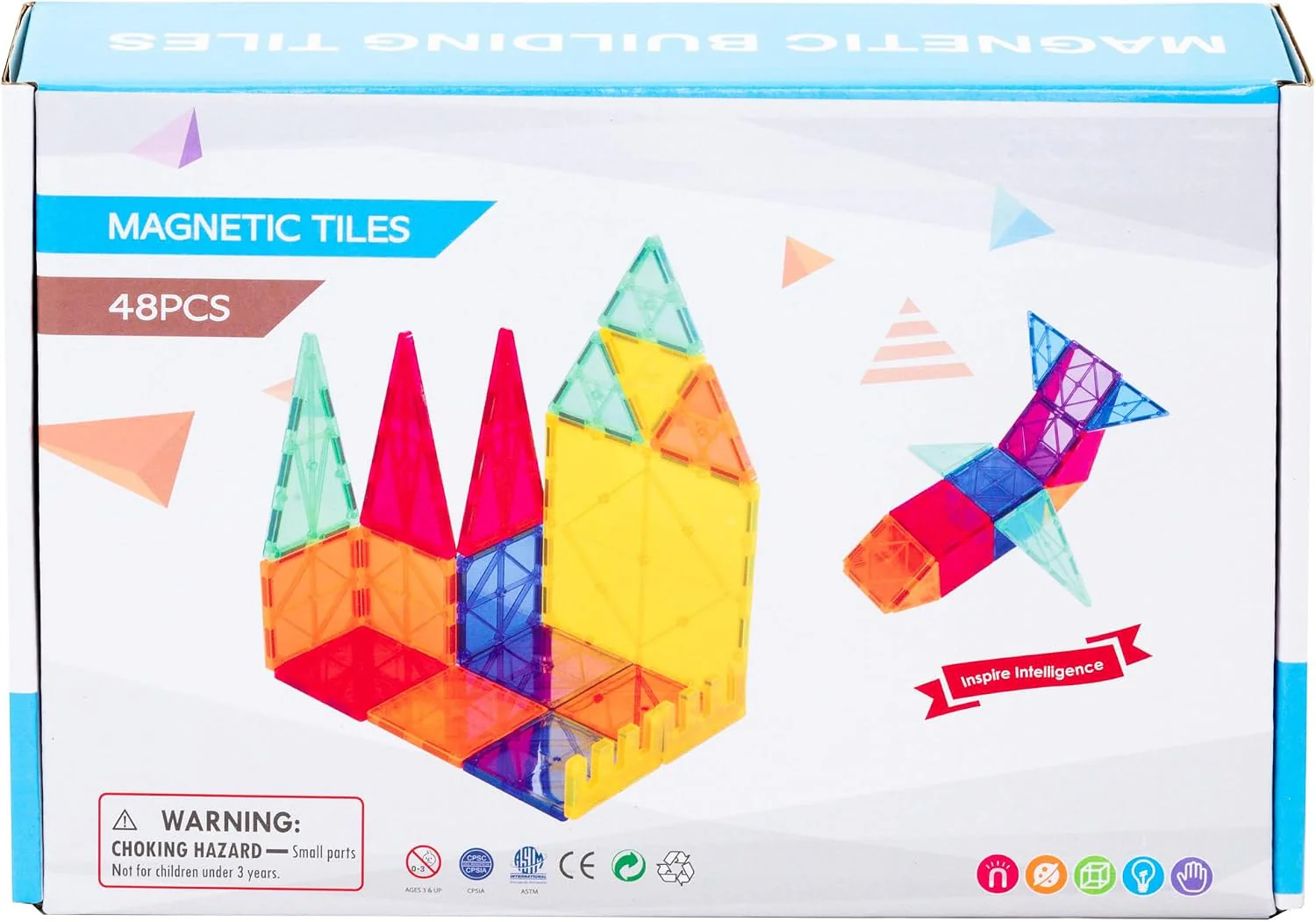Lenoxx 48-Piece Multi-Color Magnetic Building Tiles Puzzle Set for Kids NEW - Image 4