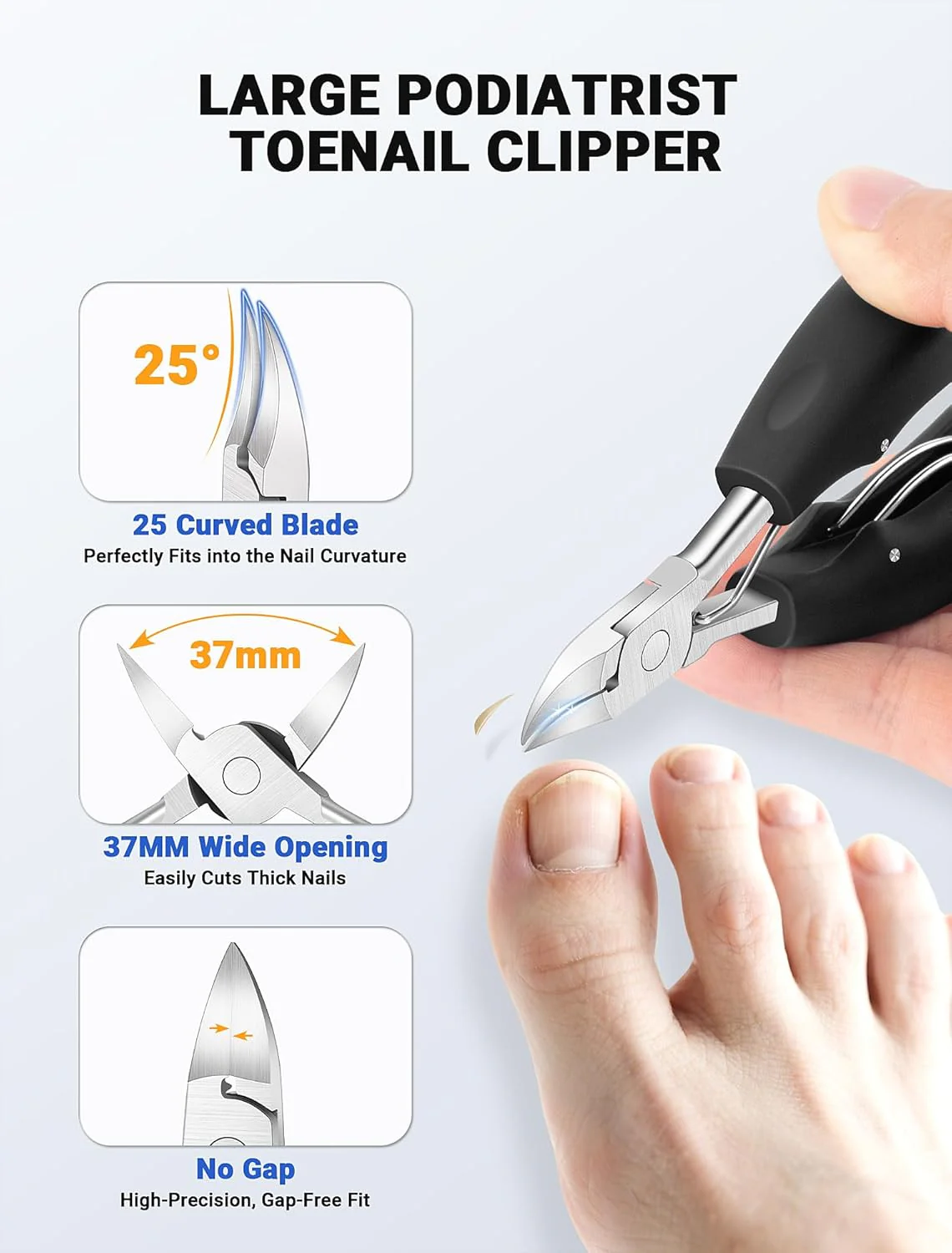 MERDTTES Stainless Steel Toenail Clippers for Thick Ingrown Toenails, Black NEW - Image 2