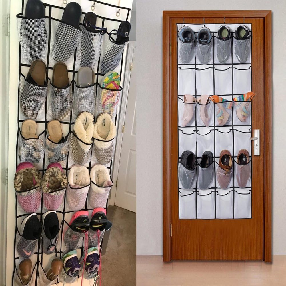 wsryx Over the Door Shoe Organizer 24 Large Mesh Pockets Hanging Storage NEW - Image 2