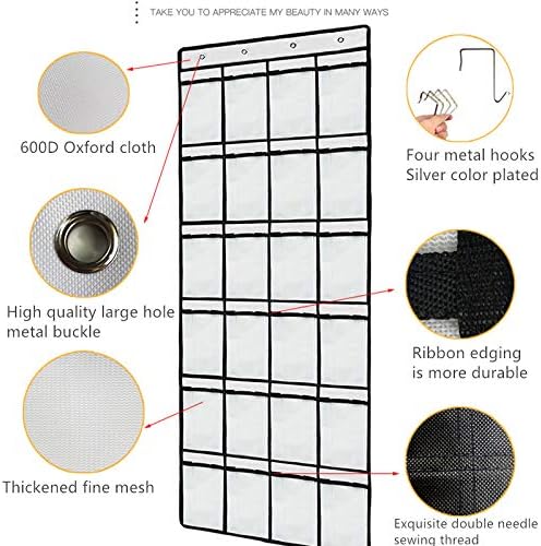 wsryx Over the Door Shoe Organizer 24 Large Mesh Pockets Hanging Storage NEW - Image 3