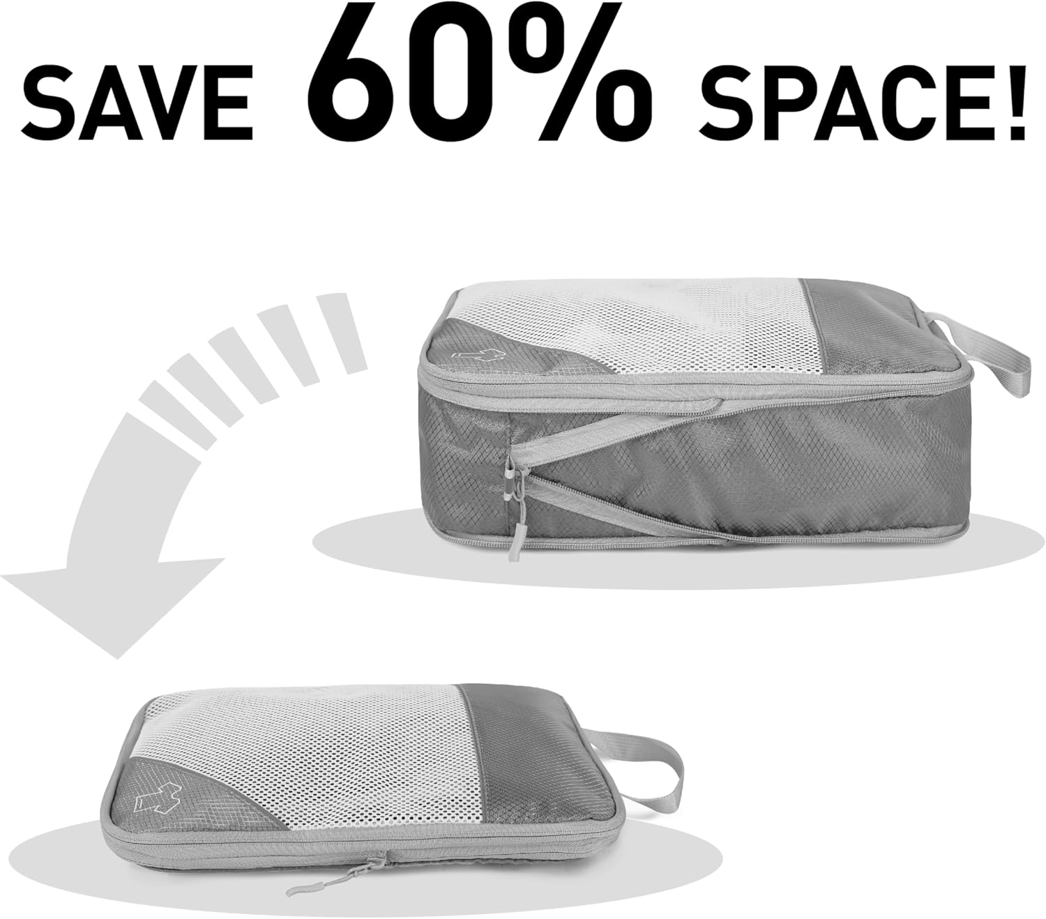 Depcler Ultralight Expandable Travel Packing Organizers Cubes Set Gray NEW - Image 4