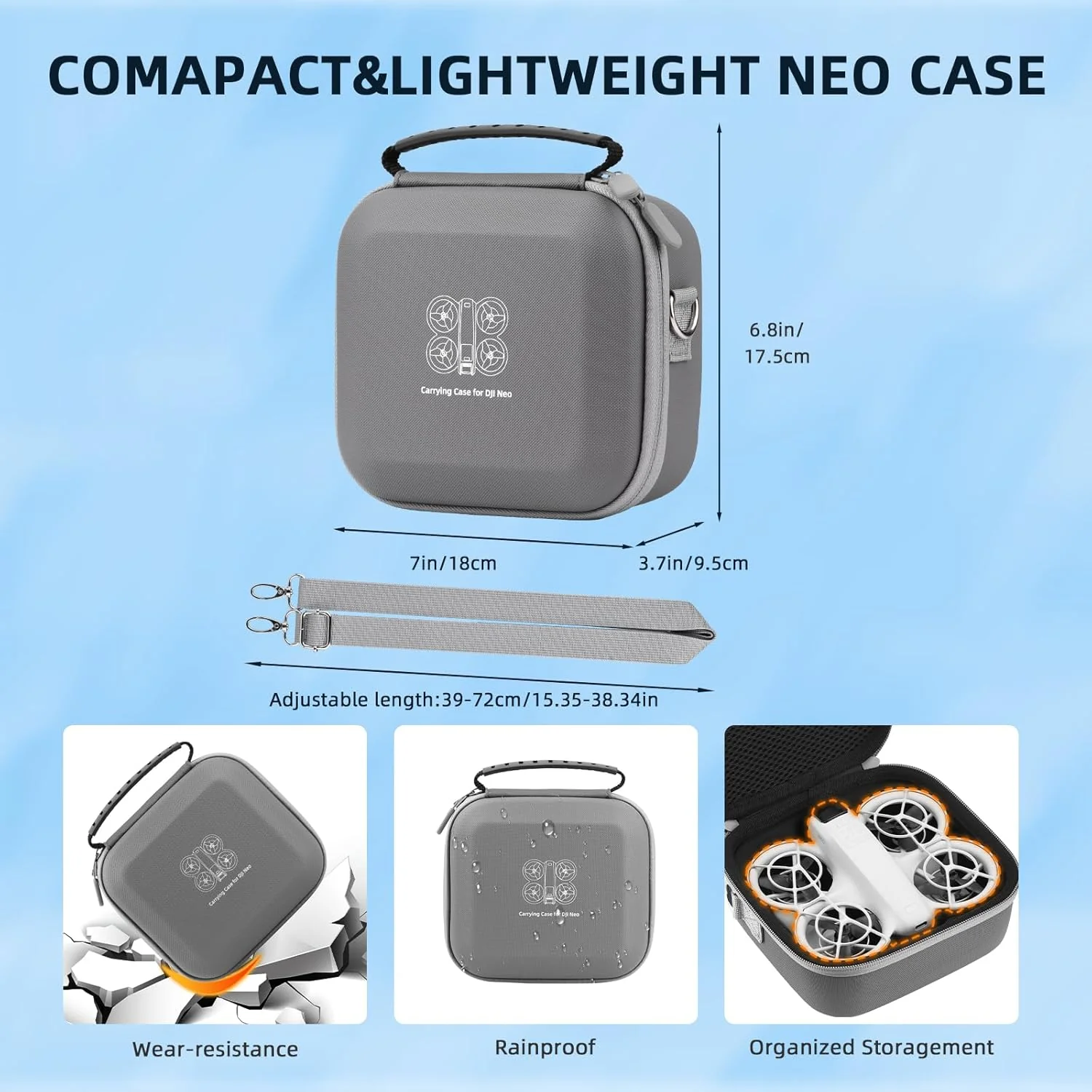 Flymile Drone Carrying Case Small Shoulder Bag Portable PU Orange NEW - Image 5