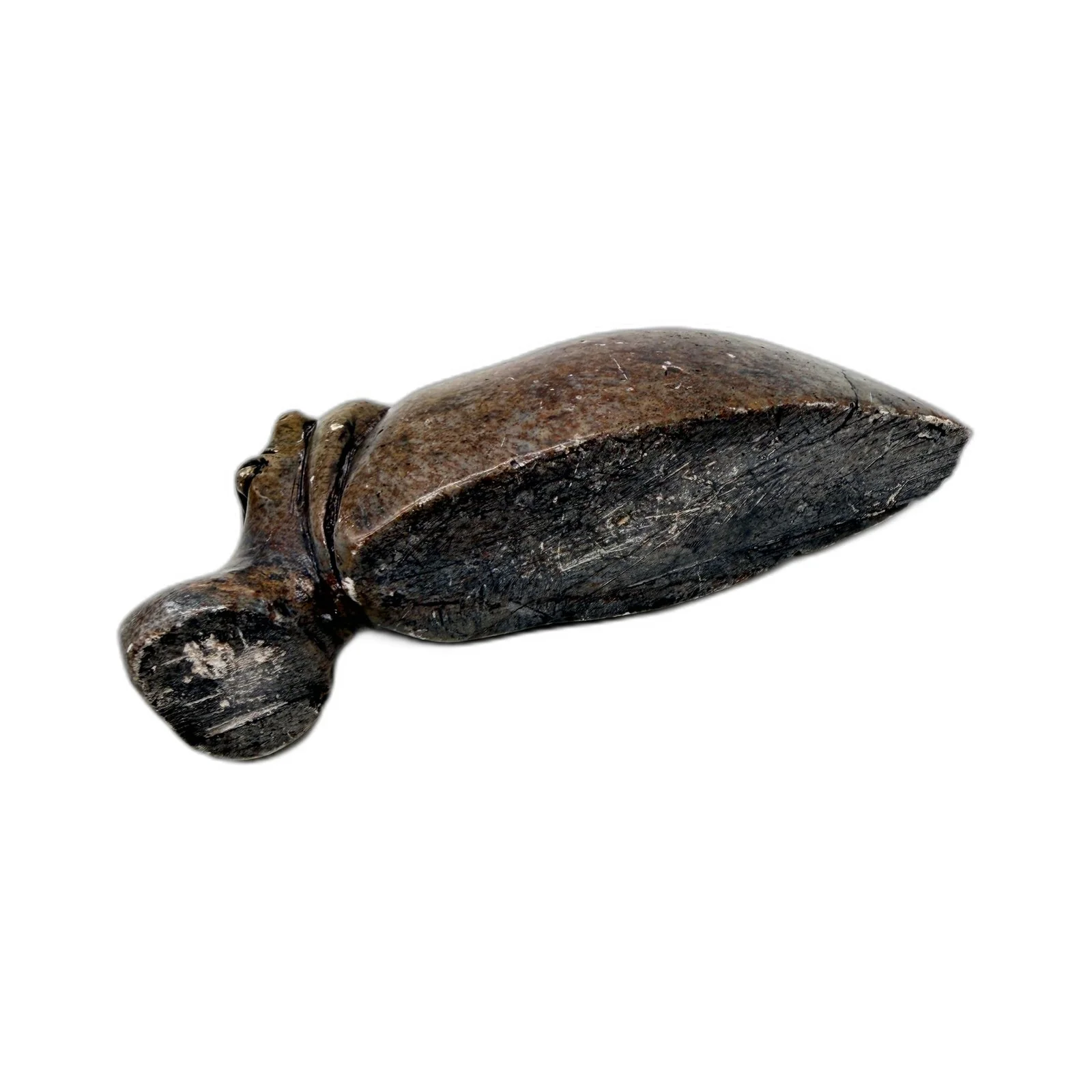 Carved Stone Hippo Figurine Decorative Animal Sculpture Dark Brown Black - Image 4