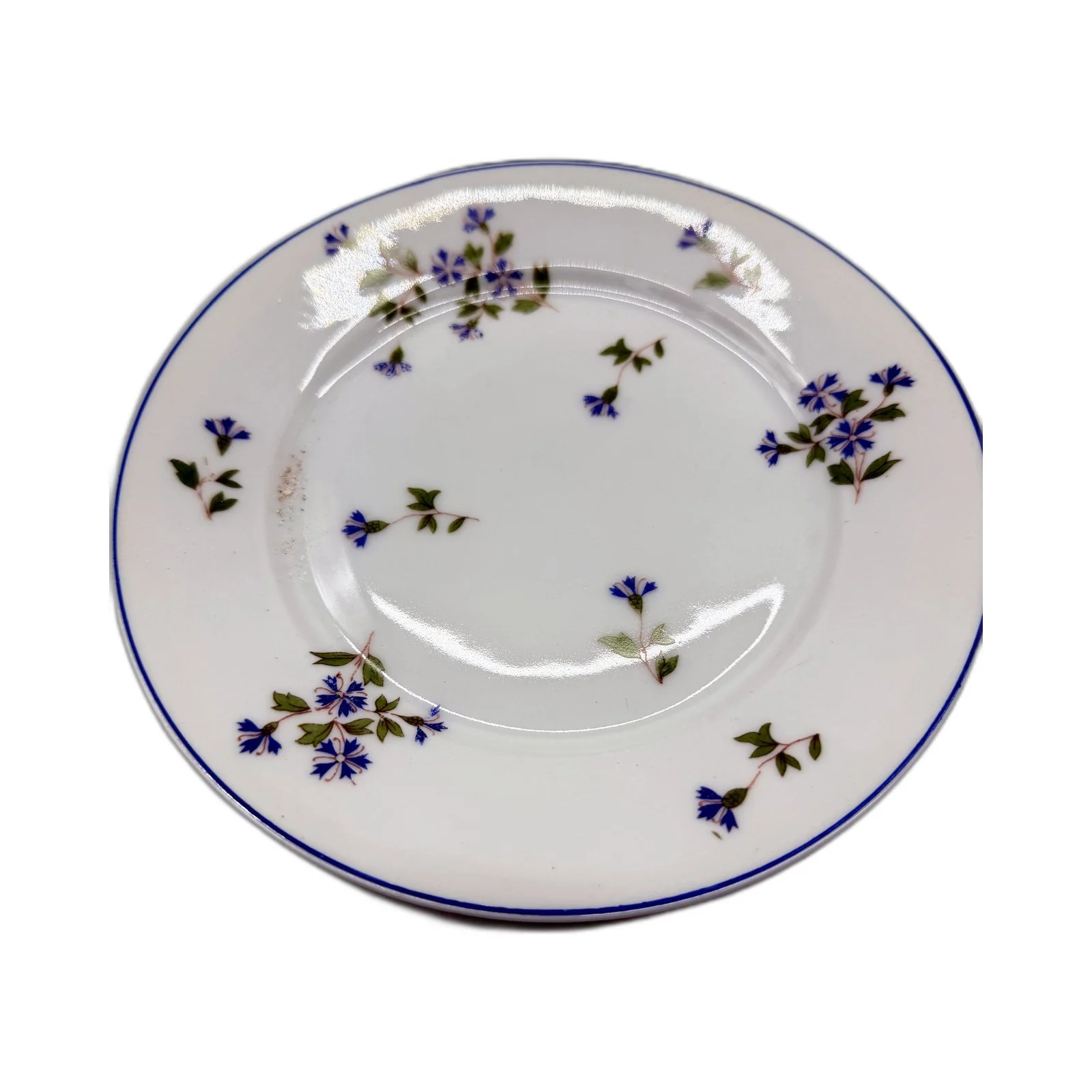 Swiss Made Suisse Langenthal 6Pce Dessert Cake Plate Set Blue Floral Pattern - Image 3