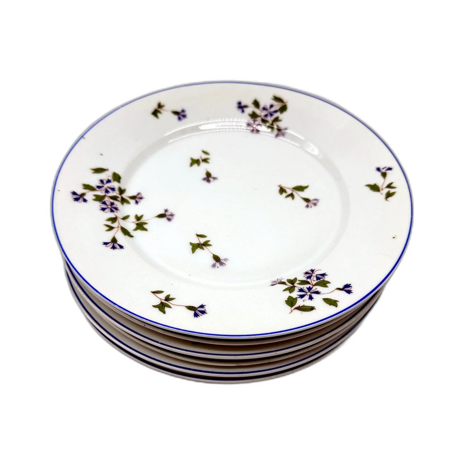 Swiss Made Suisse Langenthal 6Pce Dessert Cake Plate Set Blue Floral Pattern - Image 5