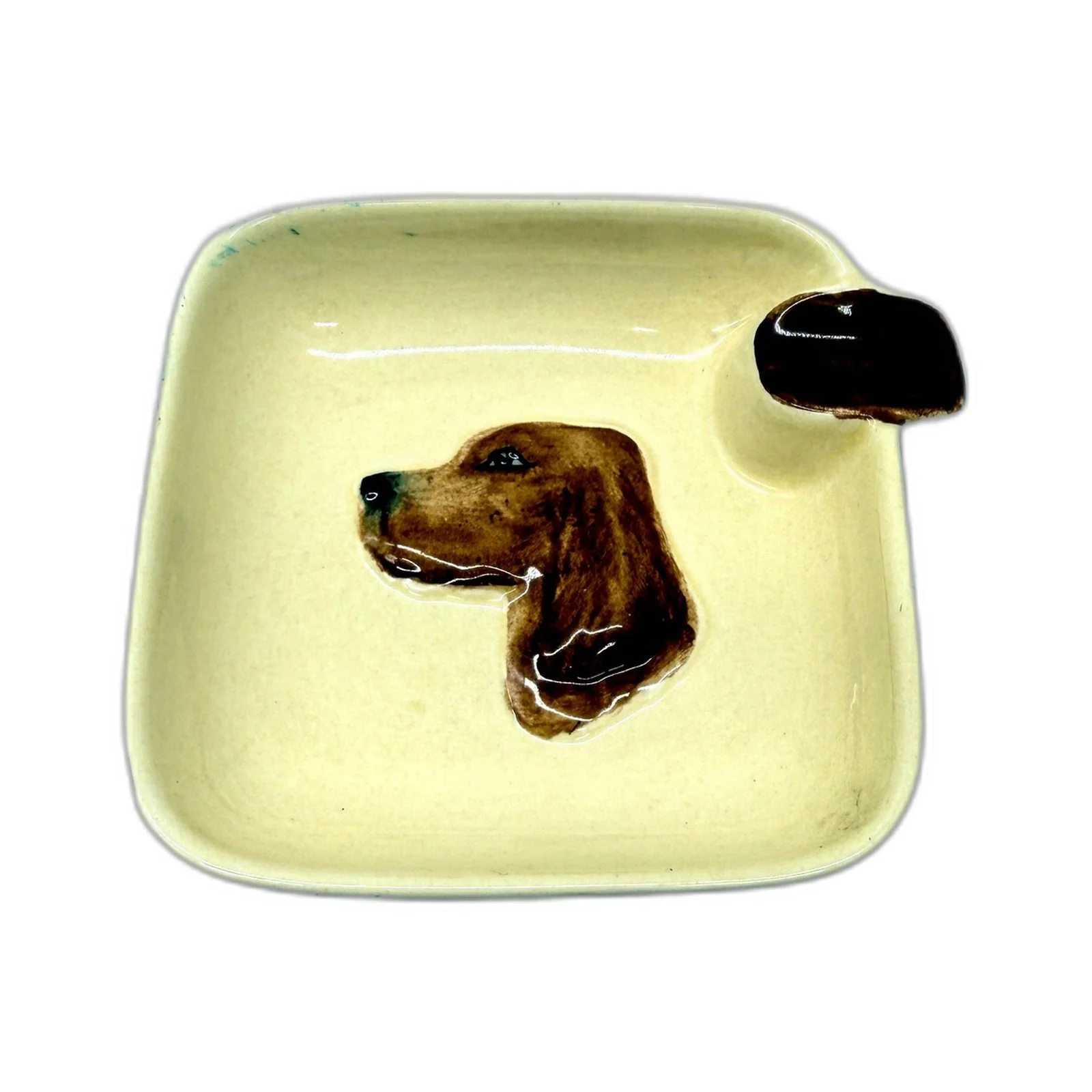 VINTAGE Carlton Ware Hand Painted England Ceramic Dog Trinket Dish 10cm