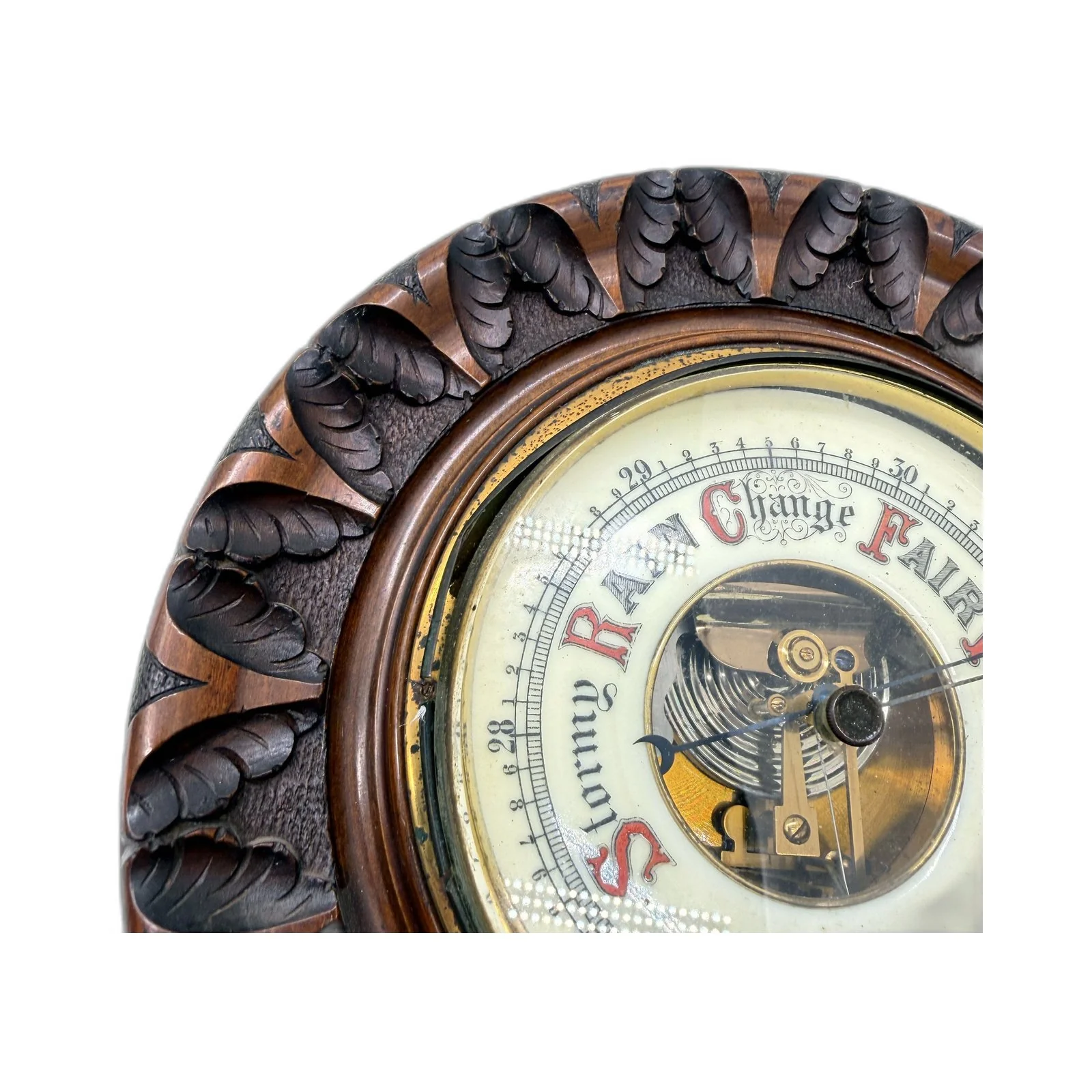 VINTAGE F.T. Depree Stormy Rain Gauge Barometer Weather Instrument Timber Base - Image 9