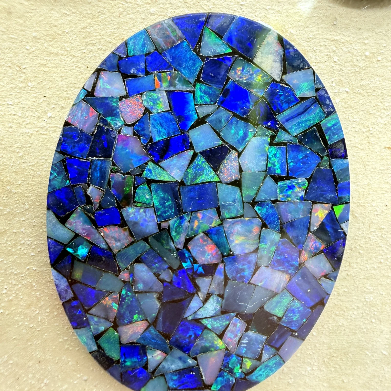 Vibrant Handmade Paua Shell Mosaic Wall Art Decor - Multicolor Framed Artwork - Image 5