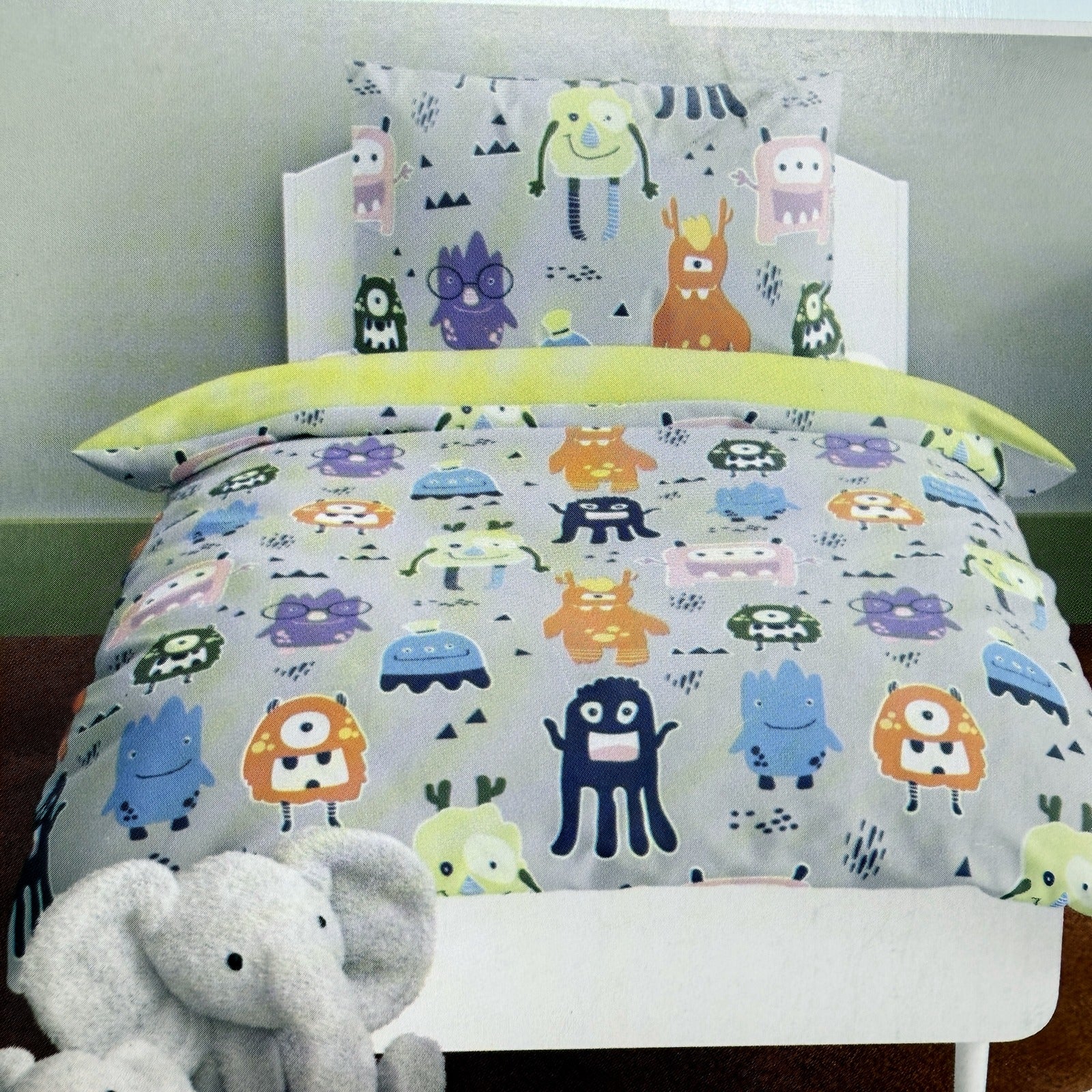 Kids Cotton Glow in the Dark Quilt Cover Set Alien Multi Color Single Bed NEW - Image 6