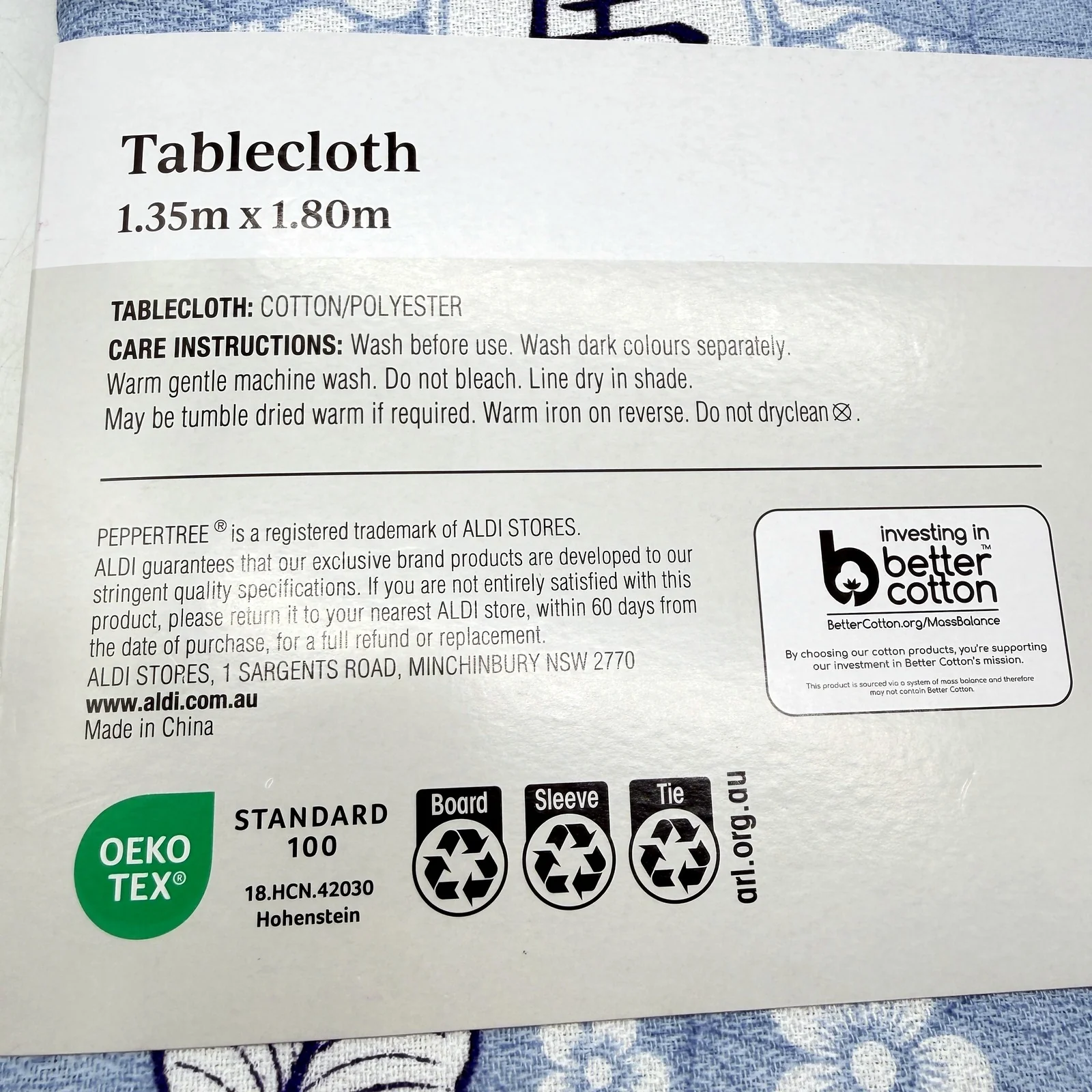 Floral & Horse Oriental Design Tablecloth Cotton Polyester 1.35m x 1.80m NEW - Image 3