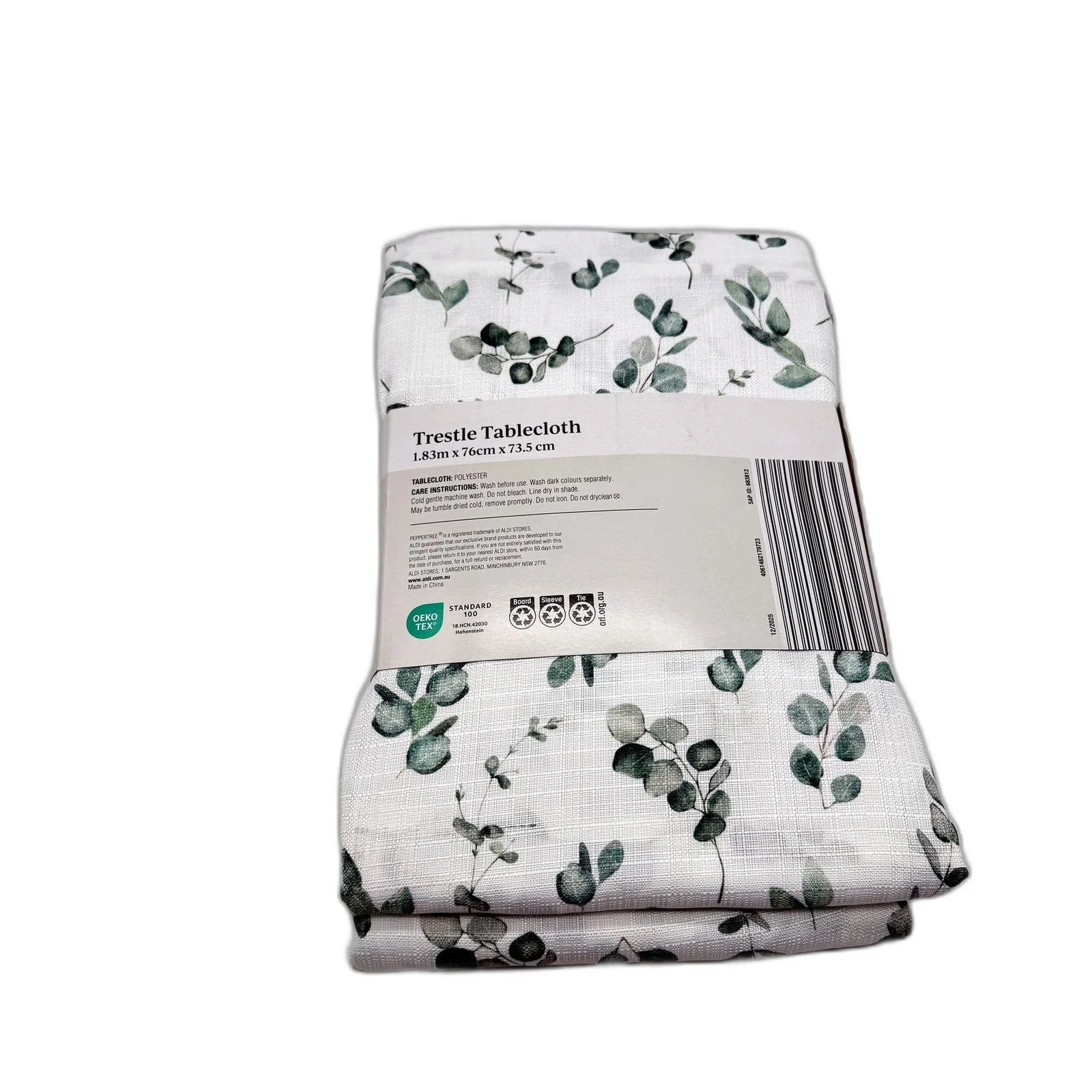 Home Collection White Leaf Print Trestle Tablecloth 1.83m x 76cm 73.5cm NEW - Image 5