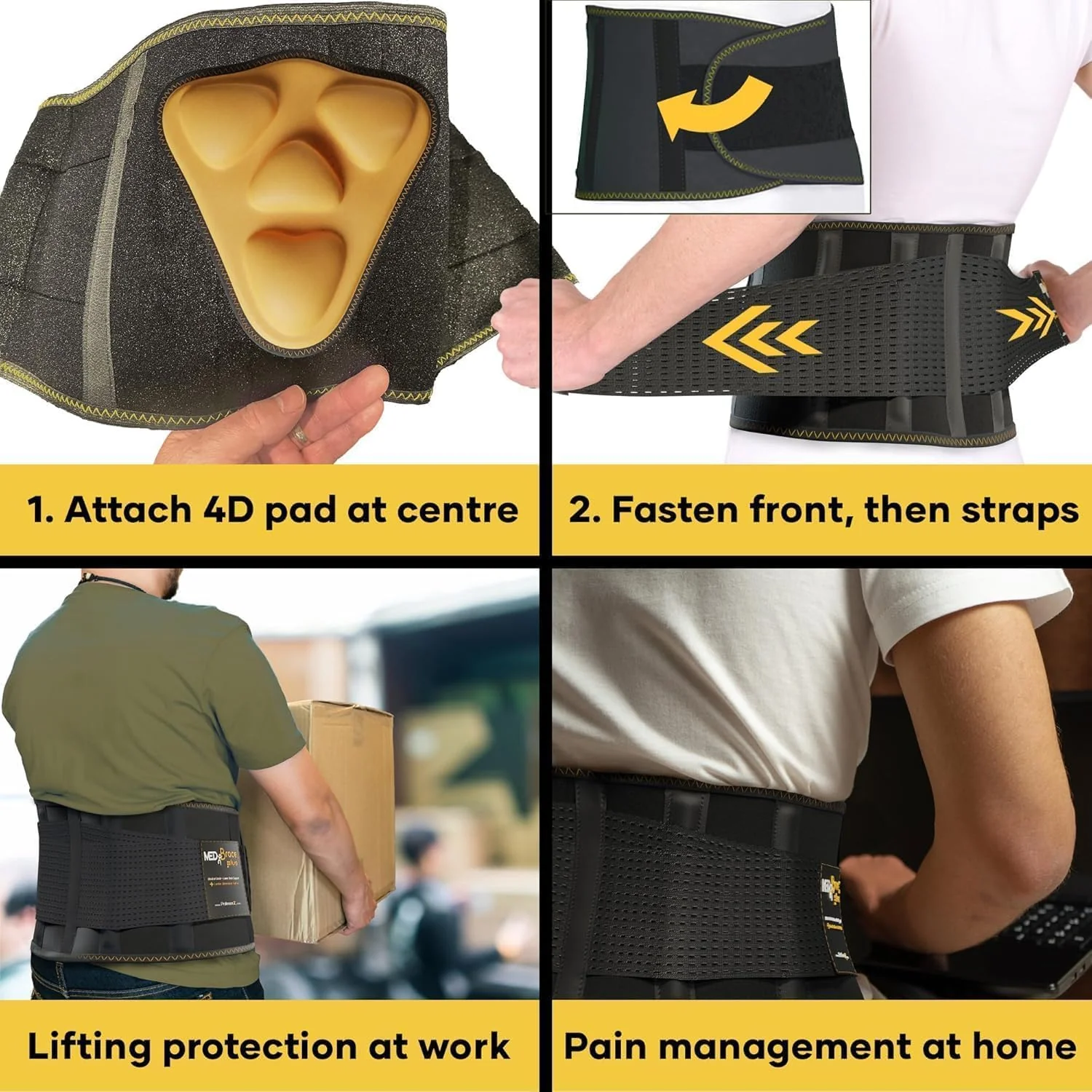 MEDiBrace Lumbar Support Brace with Ergonomic Pad Black Size MED 28" to 34 NEW - Image 6