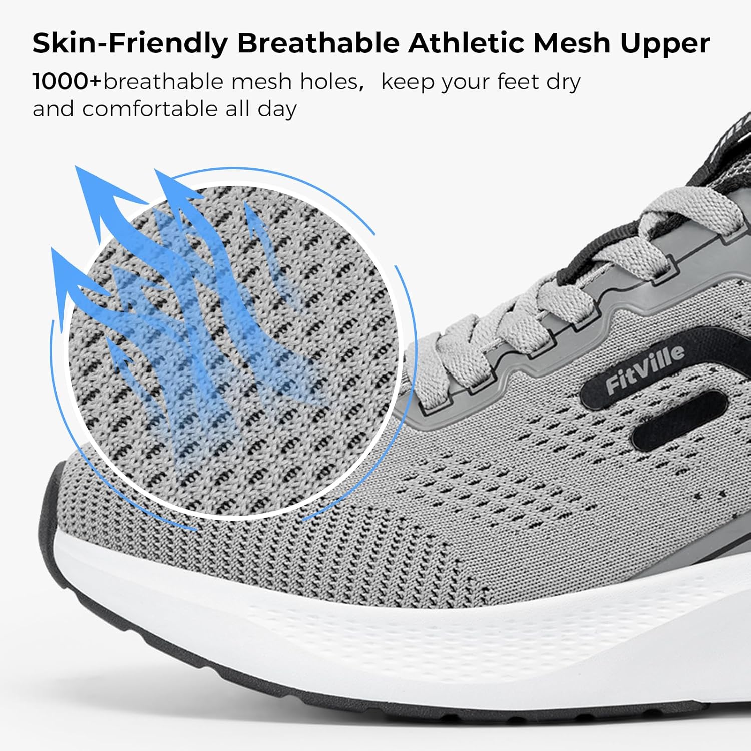 FitVille Jetcore V1 Lightweight Foggy Grey Running Wide Shoes Mens US 9.5 NEW - Image 6