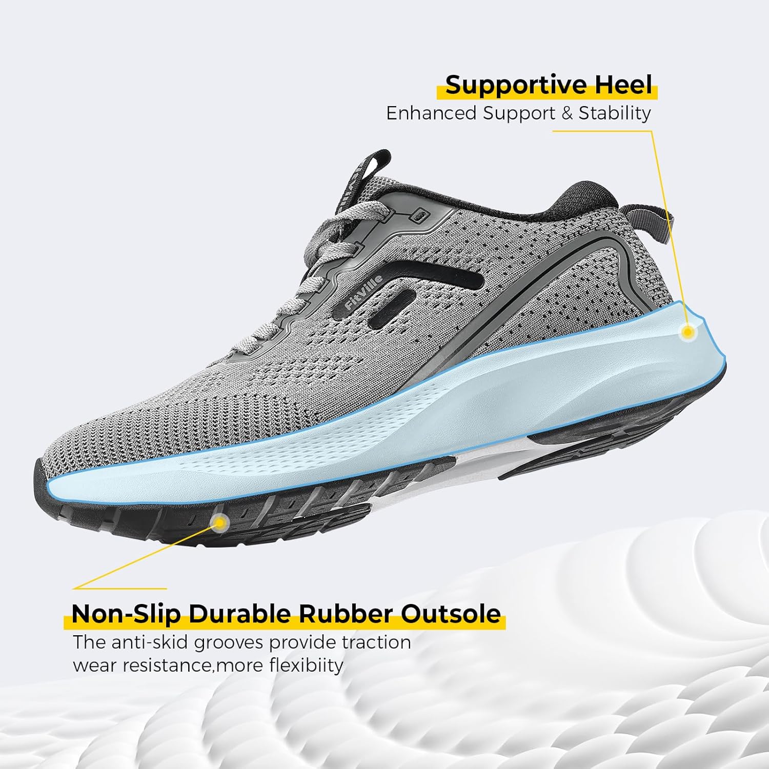 FitVille Jetcore V1 Lightweight Foggy Grey Running Wide Shoes Mens US 9.5 NEW - Image 7