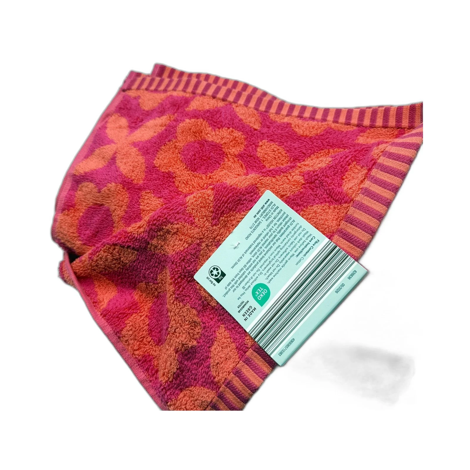 Flower Design Pink & Orange Soft Absorbent Bath Towels Twin Pack NEW - Image 5