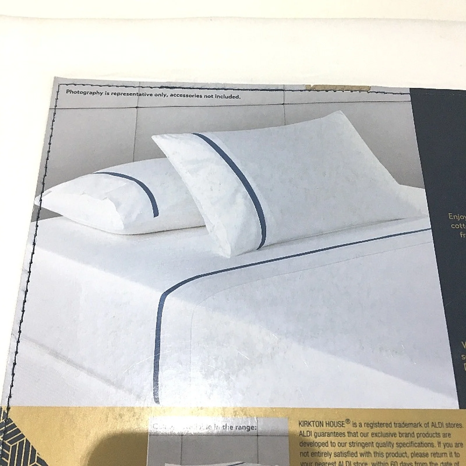 Luxury Bedding Bright White Blue Rim 410 Thread Count Cotton Sheet Set KING NEW - Image 2