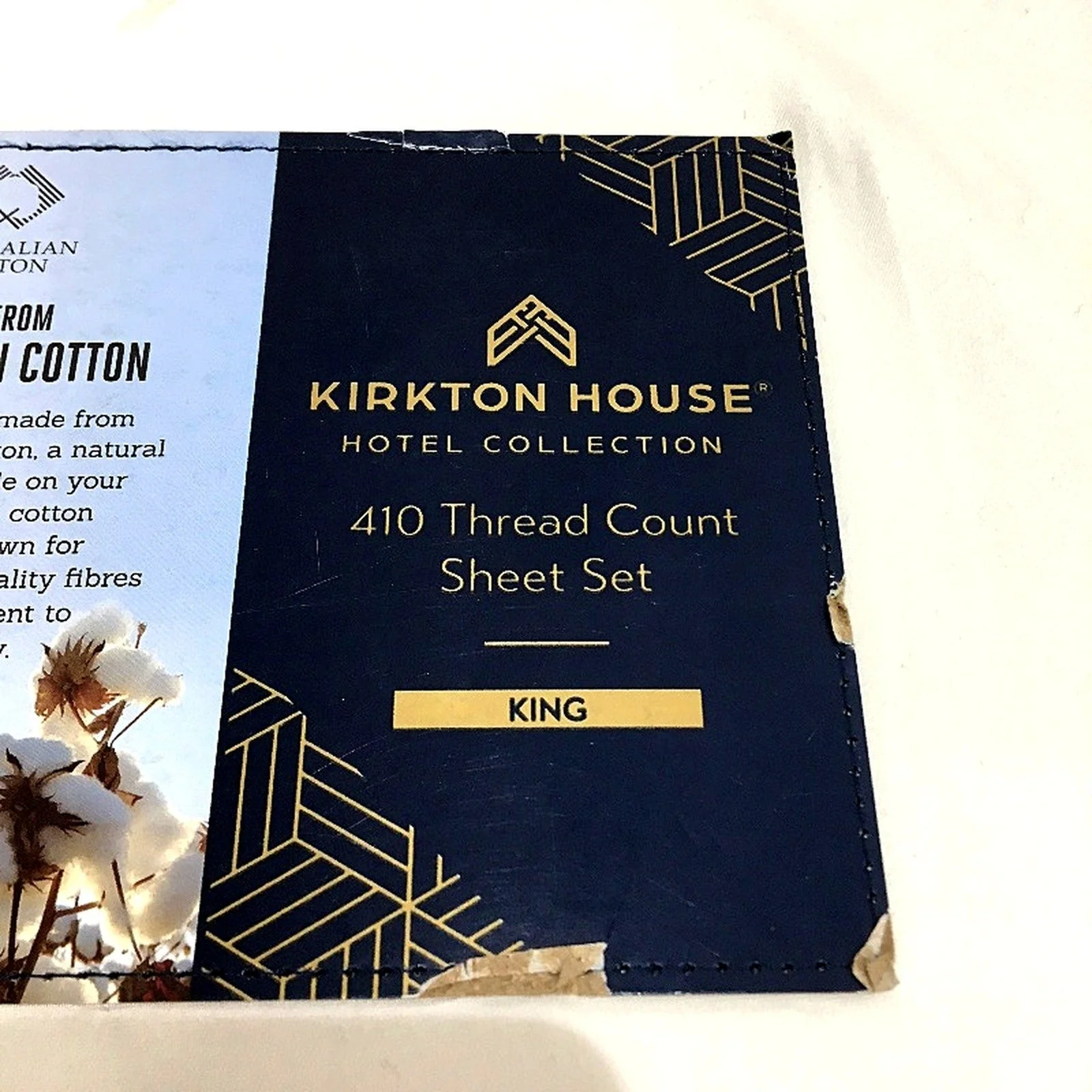 Luxury Bedding Bright White Blue Rim 410 Thread Count Cotton Sheet Set KING NEW - Image 4