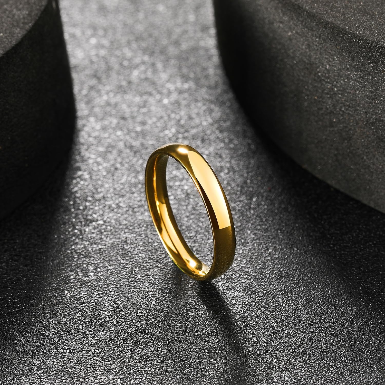 King Will 4mm Polished Tungsten Carbide GPlated Wedding Ring Unisex Size 9 NEW - Image 3