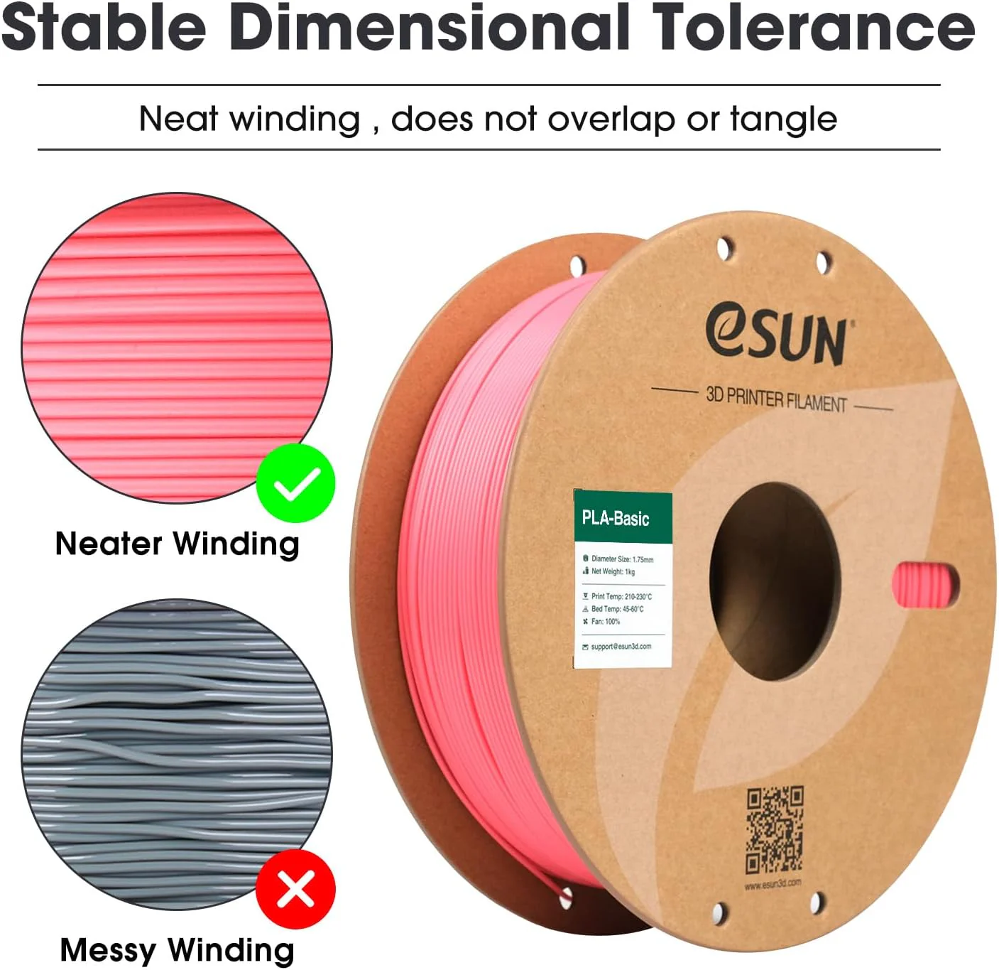 eSUN Premium PLA 3D Printer Filament, Dimensional Accuracy, Pink Color NEW - Image 2
