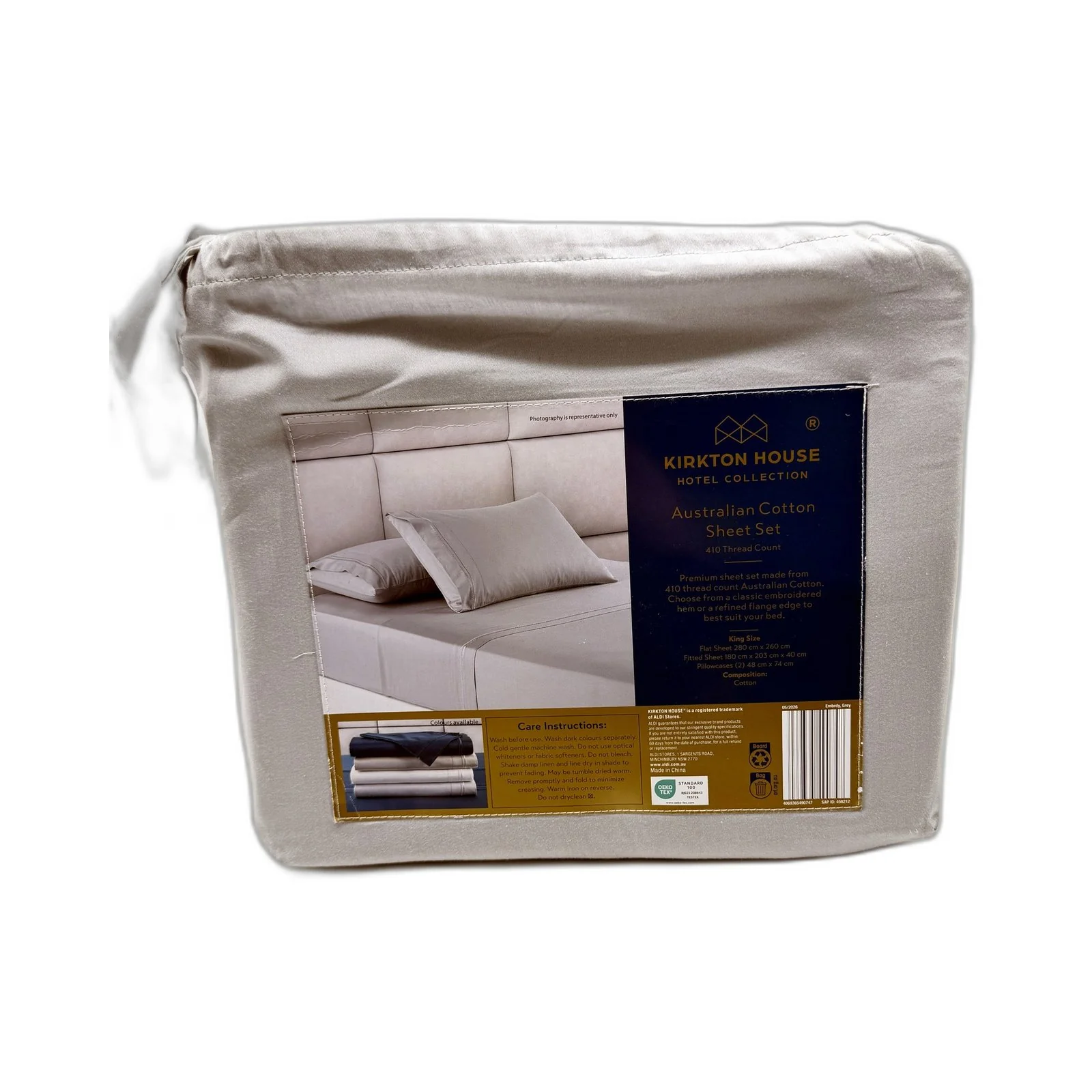 Luxury 410 TC Australian Cotton Hotel Collection Grey Sheet Set KING Bed NEW - Image 6