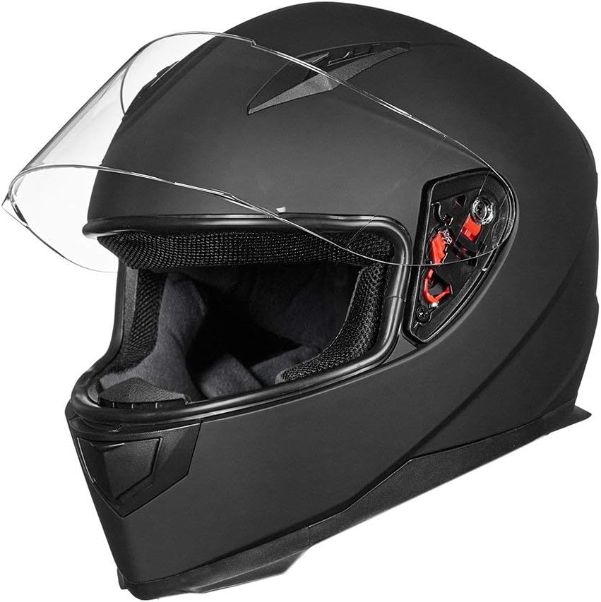 ILM Motorcycle Full Face Helmet Matte Black Detachable Winter Neck Guard LRG NEW - Image 8
