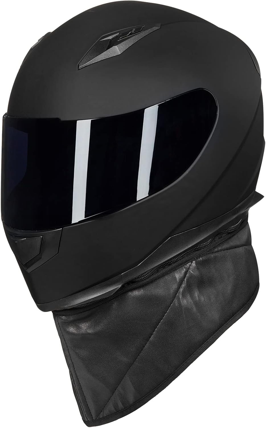 ILM Motorcycle Full Face Helmet Matte Black Detachable Winter Neck Guard LRG NEW - Image 9