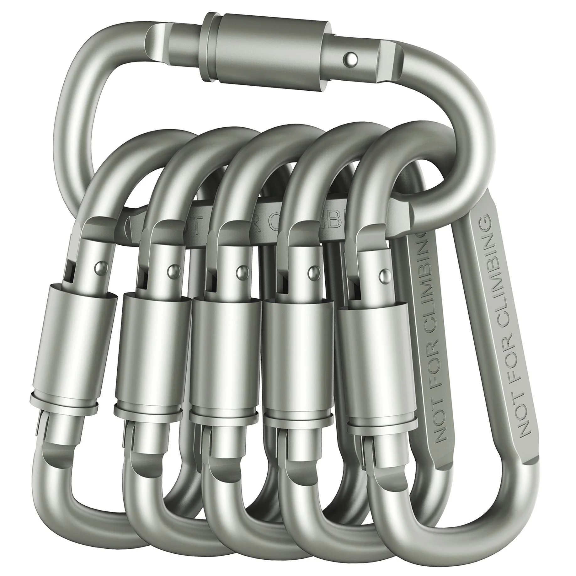 Outmate Aluminum Men's D-Ring Locking Carabiners Pack of 6 Lightweight NEW