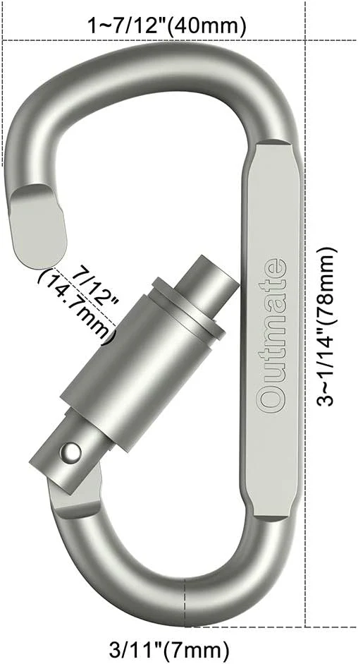 Outmate Aluminum Men's D-Ring Locking Carabiners Pack of 6 Lightweight NEW - Image 2