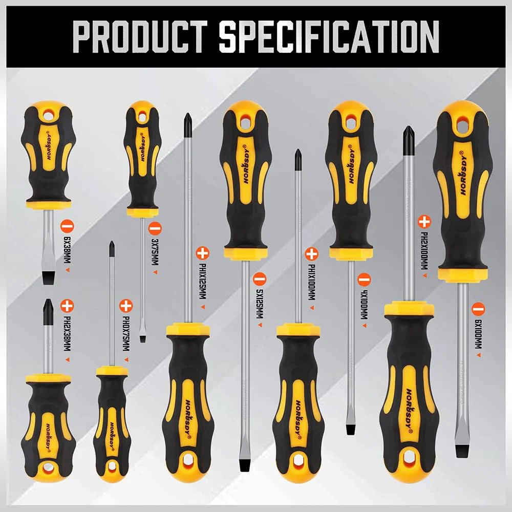 HORUSDY 11-Piece Screwdriver Set Magnetic Phillips Flat Head Chrome NEW - Image 7