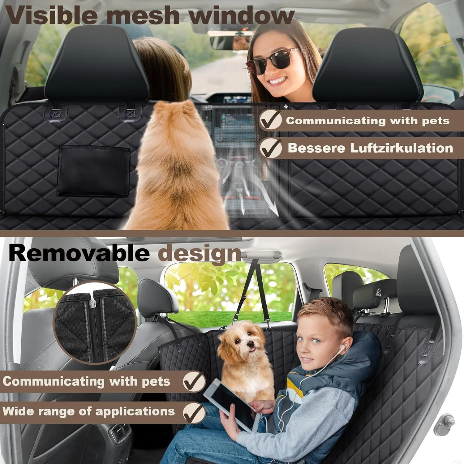 Angooni Non-Slip Dog Hammock Car Seat with Mesh Window Waterproof Scratch NEW - Image 2