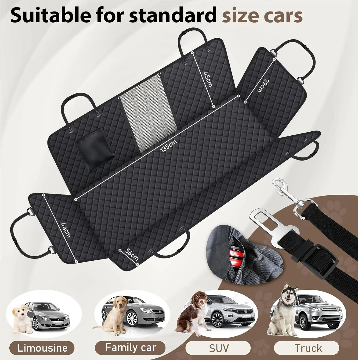 Angooni Non-Slip Dog Hammock Car Seat with Mesh Window Waterproof Scratch NEW - Image 4