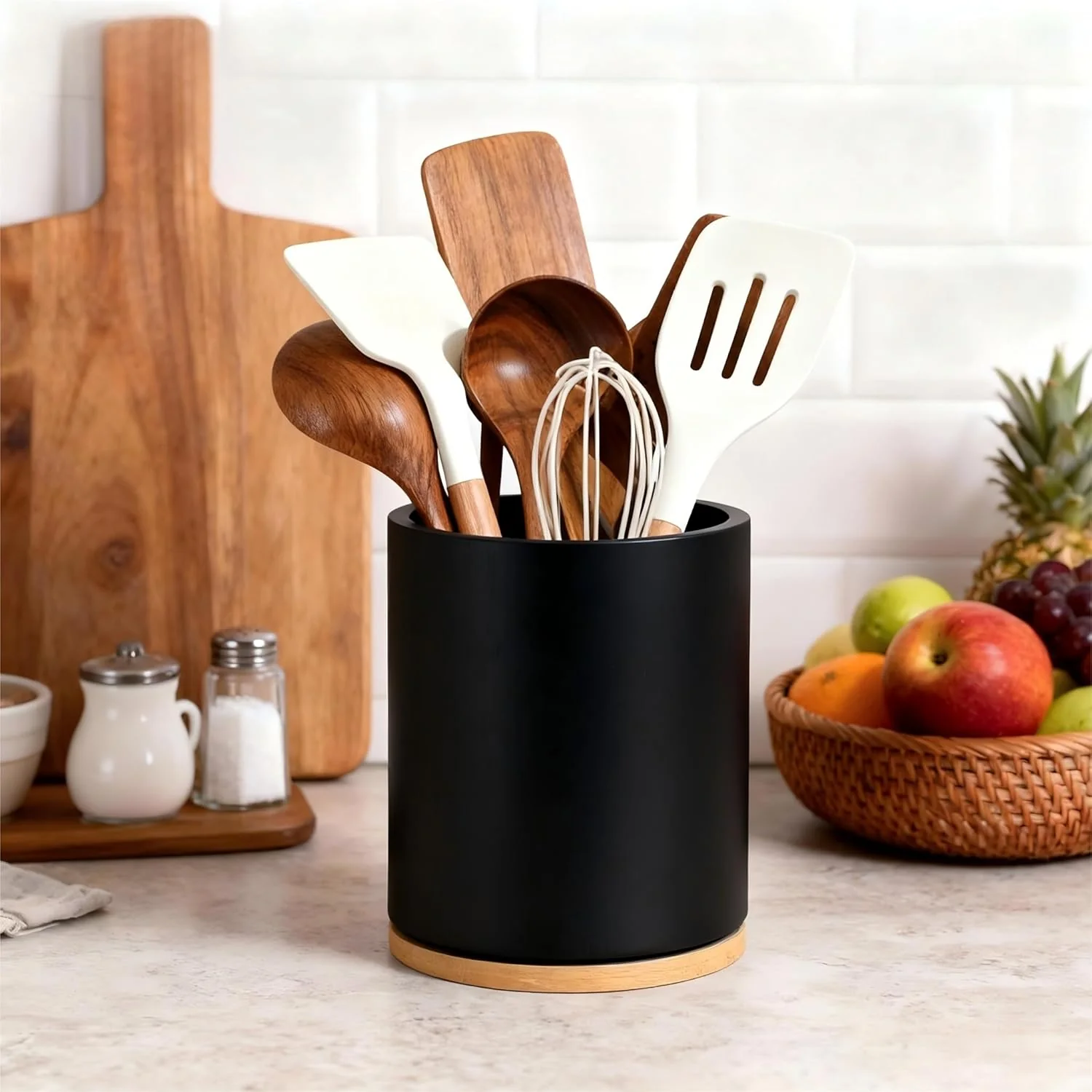 gorsent 360° Rotating Utensil Holder for Kitchen Countertop Black Size NEW - Image 8