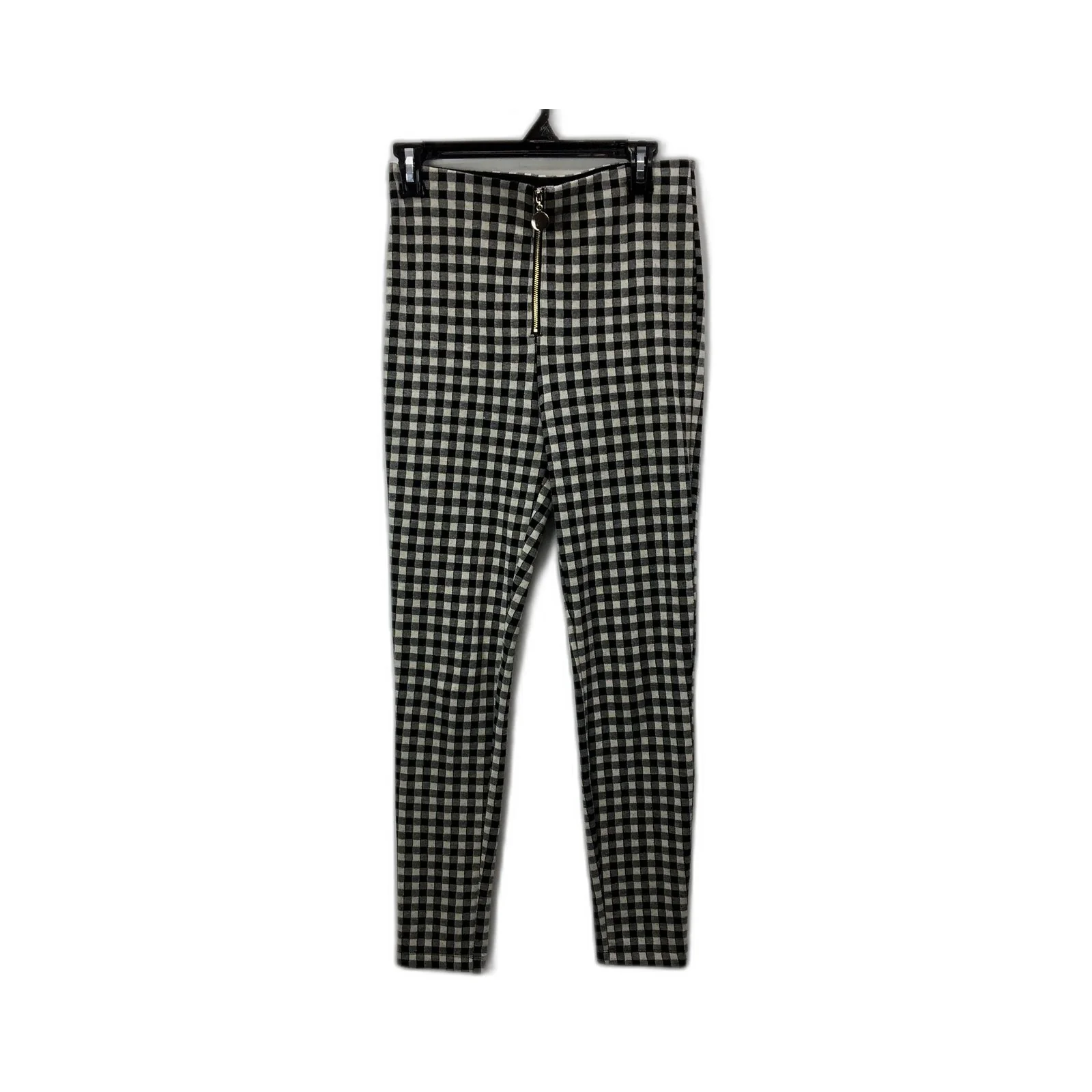 Zara Womens Gingham Checkered Black and White Pants - Medium Size