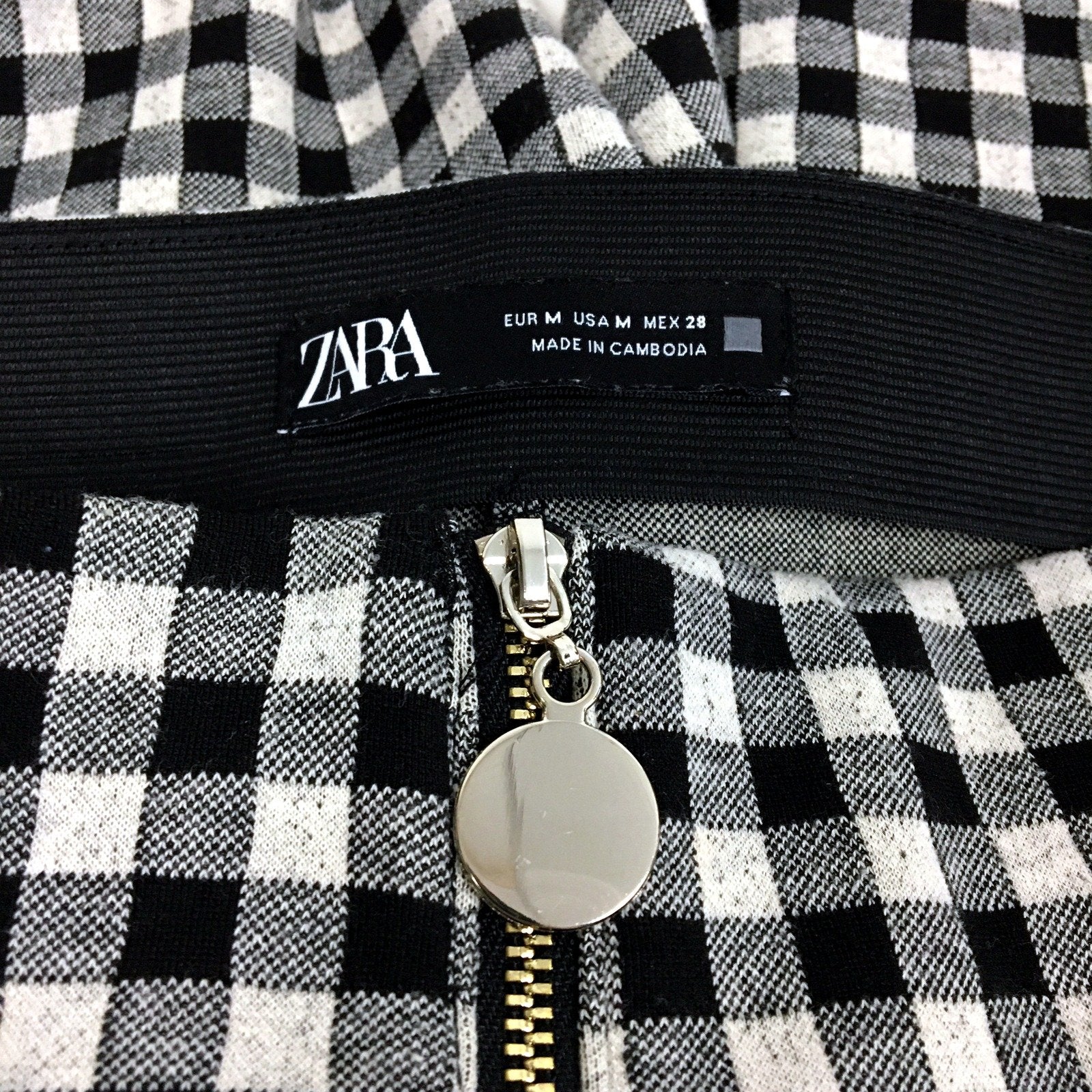 Zara Womens Gingham Checkered Black and White Pants - Medium Size - Image 4