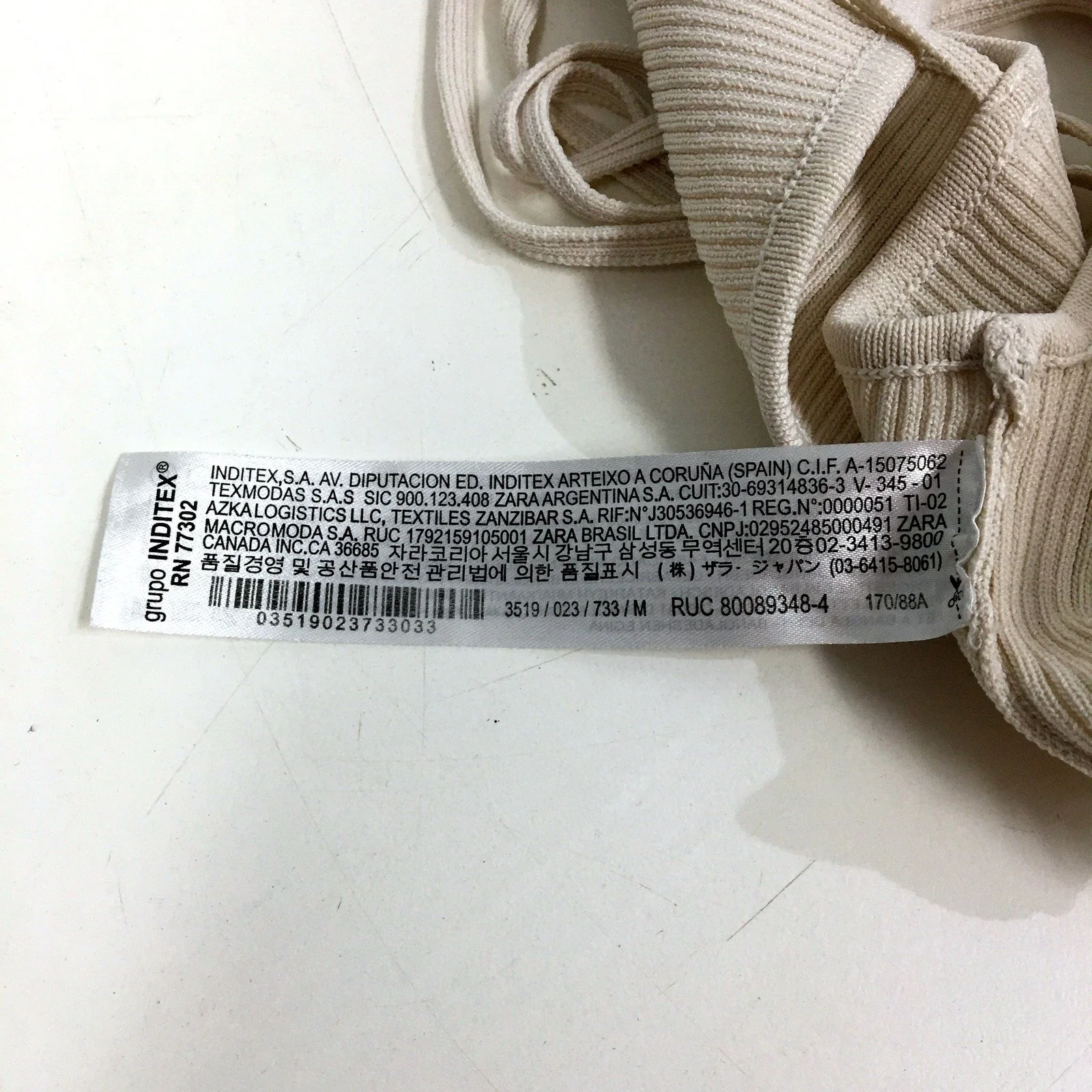 Zara Womens Ribbed Bralette Comfortable Everyday Cream Bra Size Medium - Image 5