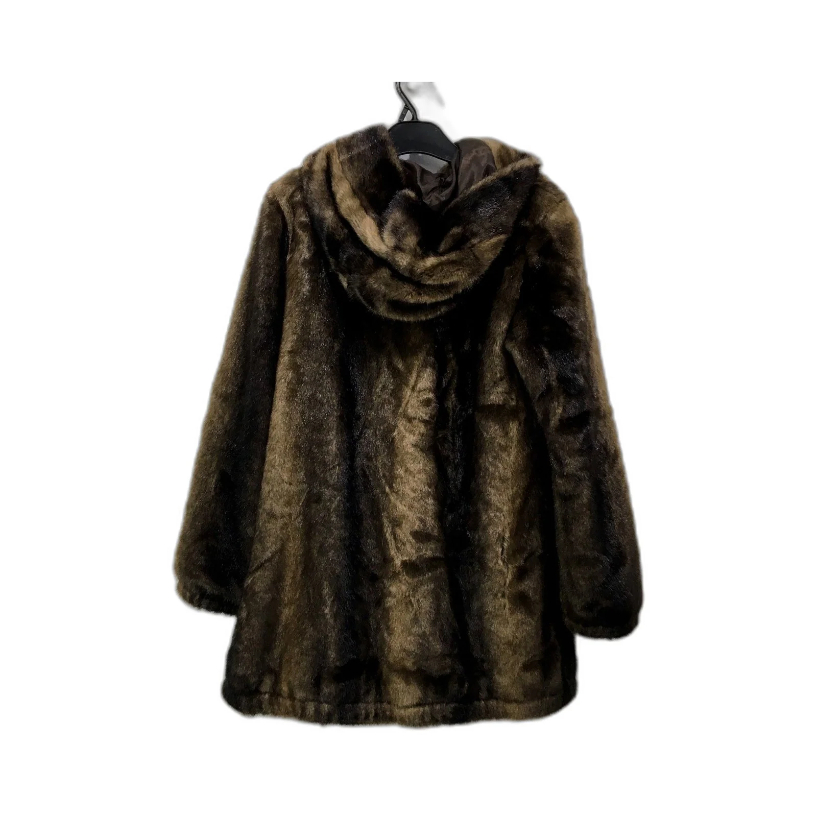 Ellen Tracy Womens Faux Fur Coat in Brown, Size S - Image 2