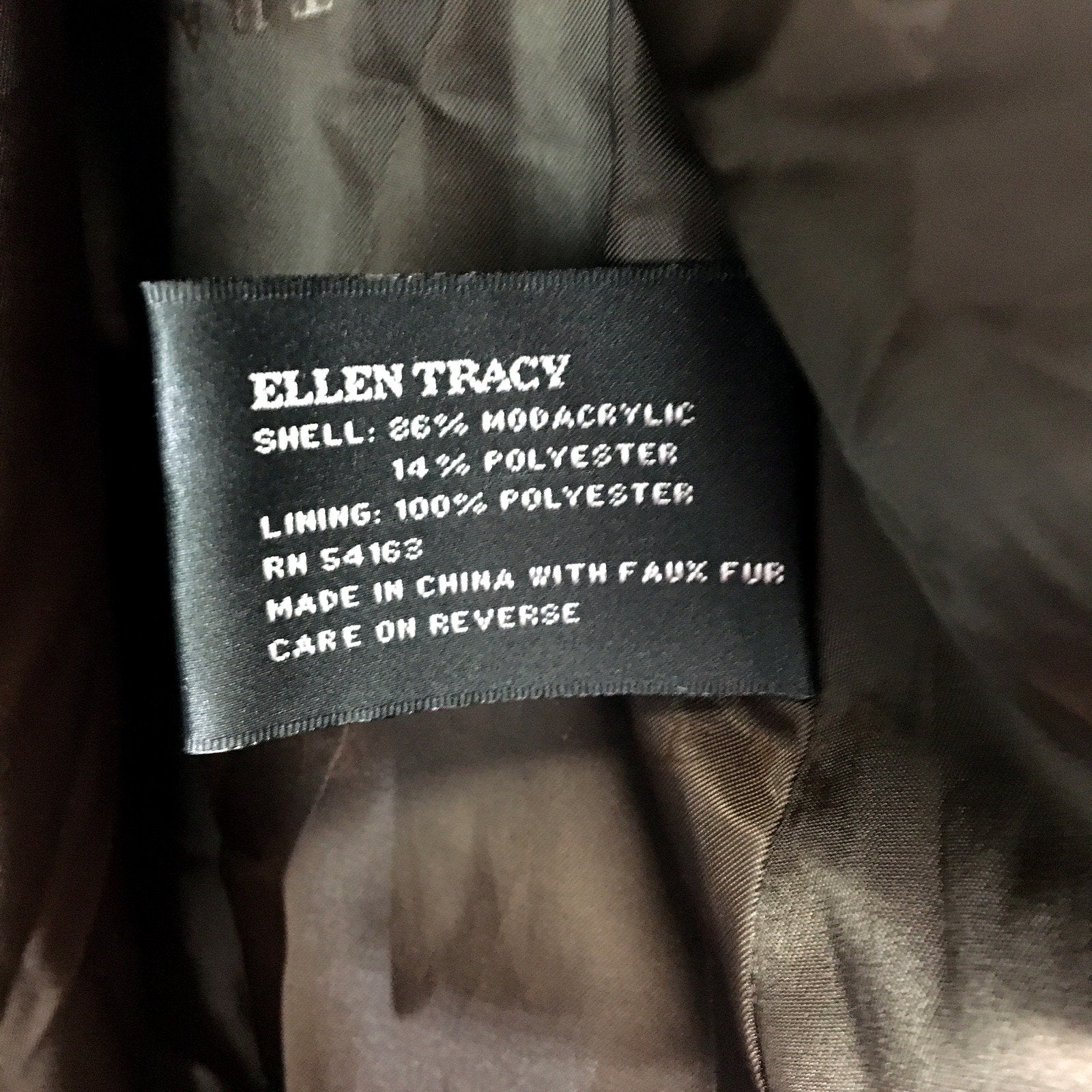 Ellen Tracy Womens Faux Fur Coat in Brown, Size S - Image 4