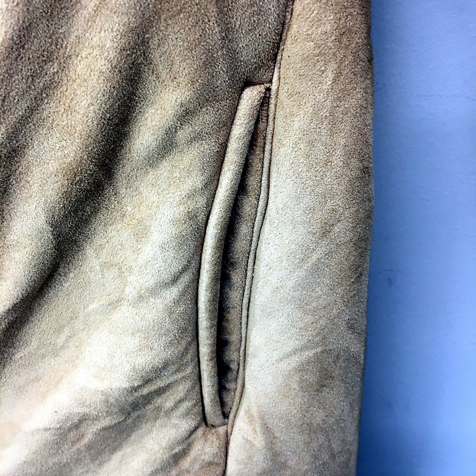 Caroline Morgan Womens Suede Sherpa Jacket Tan Size S - Image 5