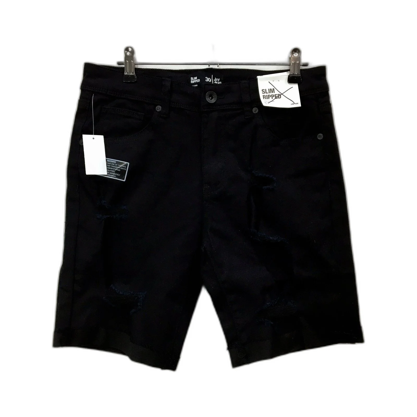 Jay Jays Slim Ripped Shorts Mens Slim Ripped Black Shorts - Size 30 NEW