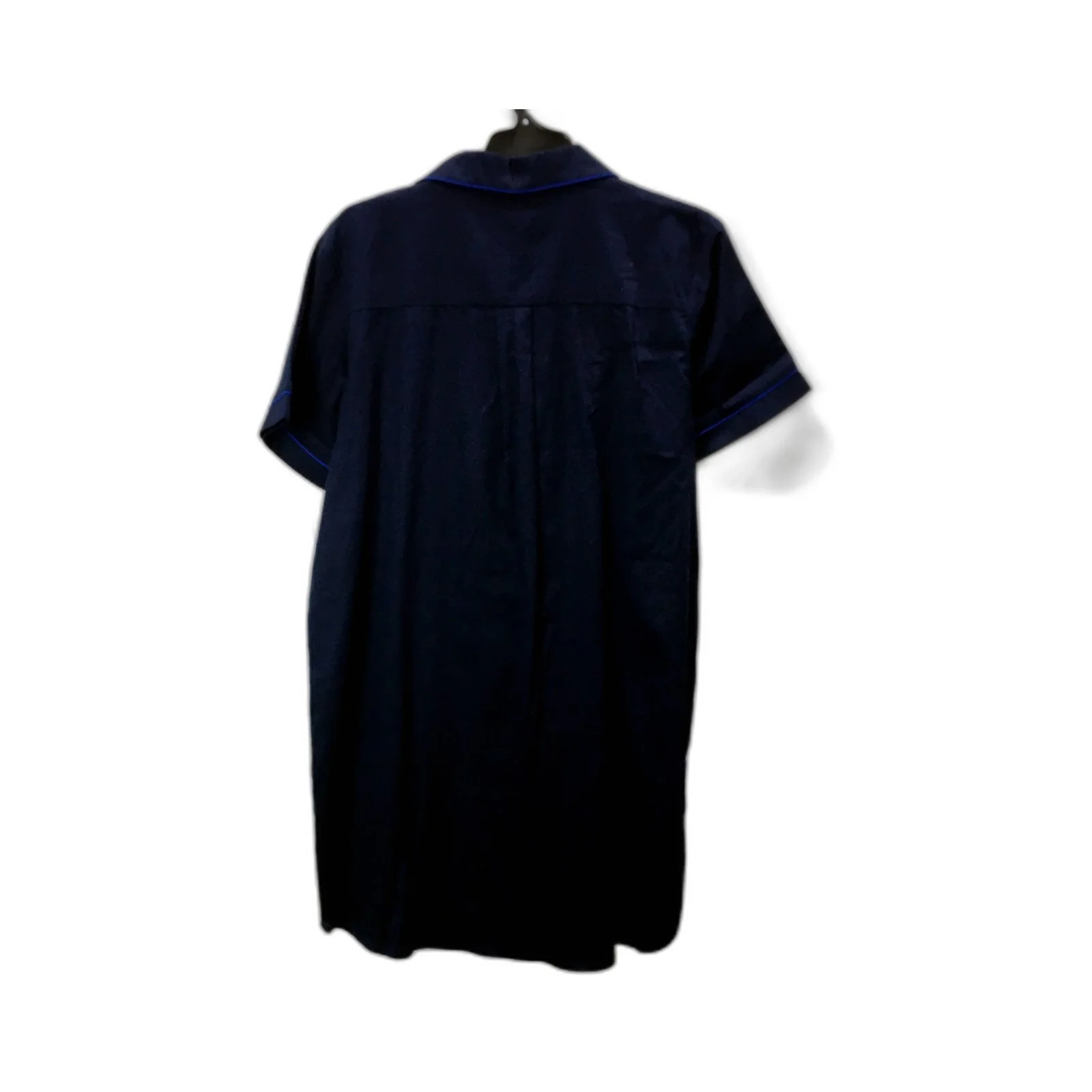 Myers Womens Pajama Long Shirt Navy Blue Contrast Piping Sleepwear Size S NEW - Image 2