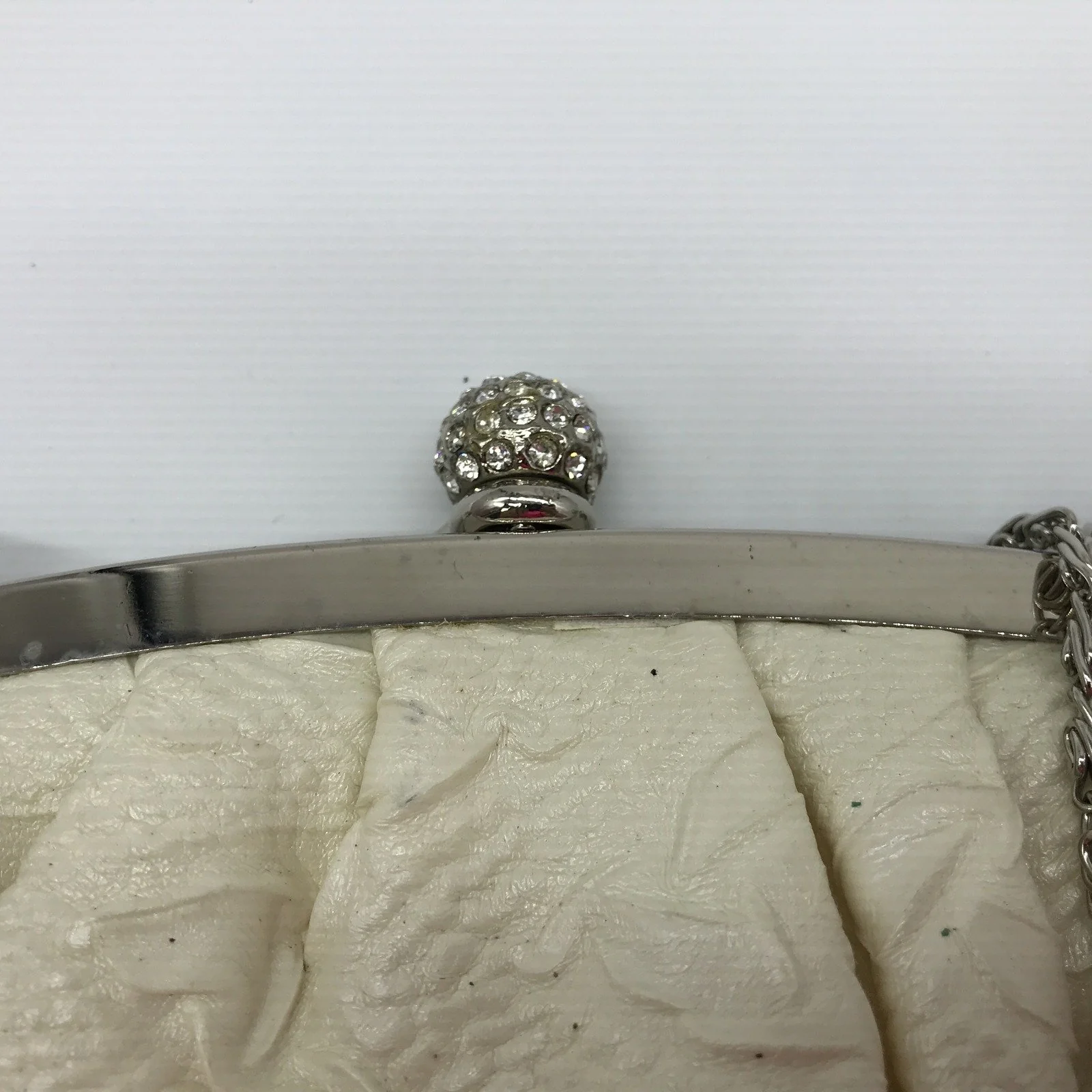 Ex-Display Fashion Wholesale Rhinestone Clutch Bag with Chain Strap Beige - Image 4