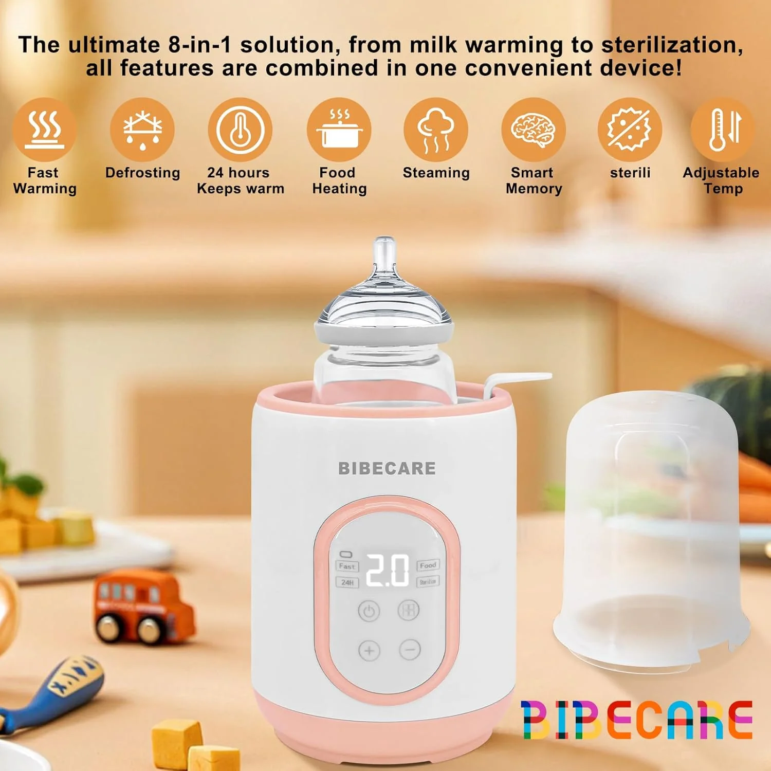 BIBECARE Baby Fast Bottle Warmer for Breastmilk & Formula with Timer Pink NEW - Image 3