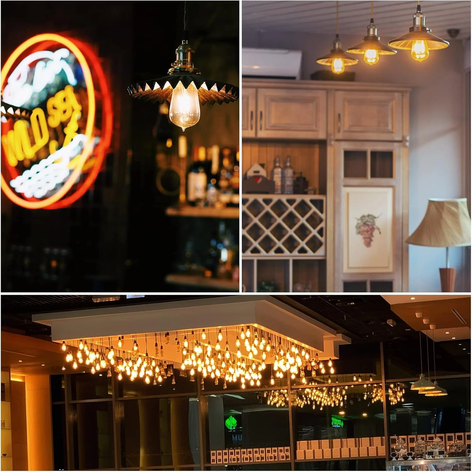 DiCUNO Vintage LED Bulbs Amber LED Edison Bulb, 6W Equivalent Retro Glass DEMO - Image 7