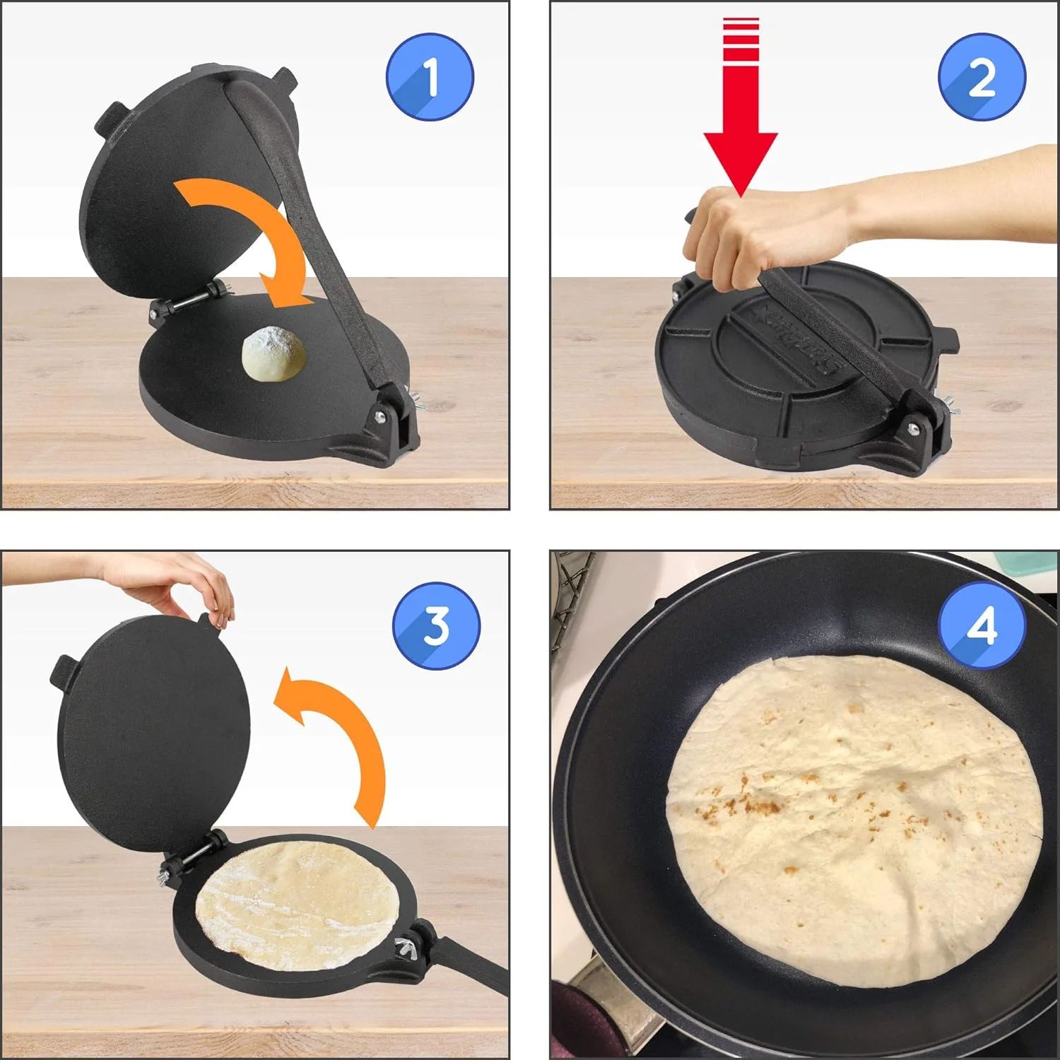 StarBlue 20cm Speciality Appliances Cast Iron Tortilla Press with 100 Pcs NEW - Image 6