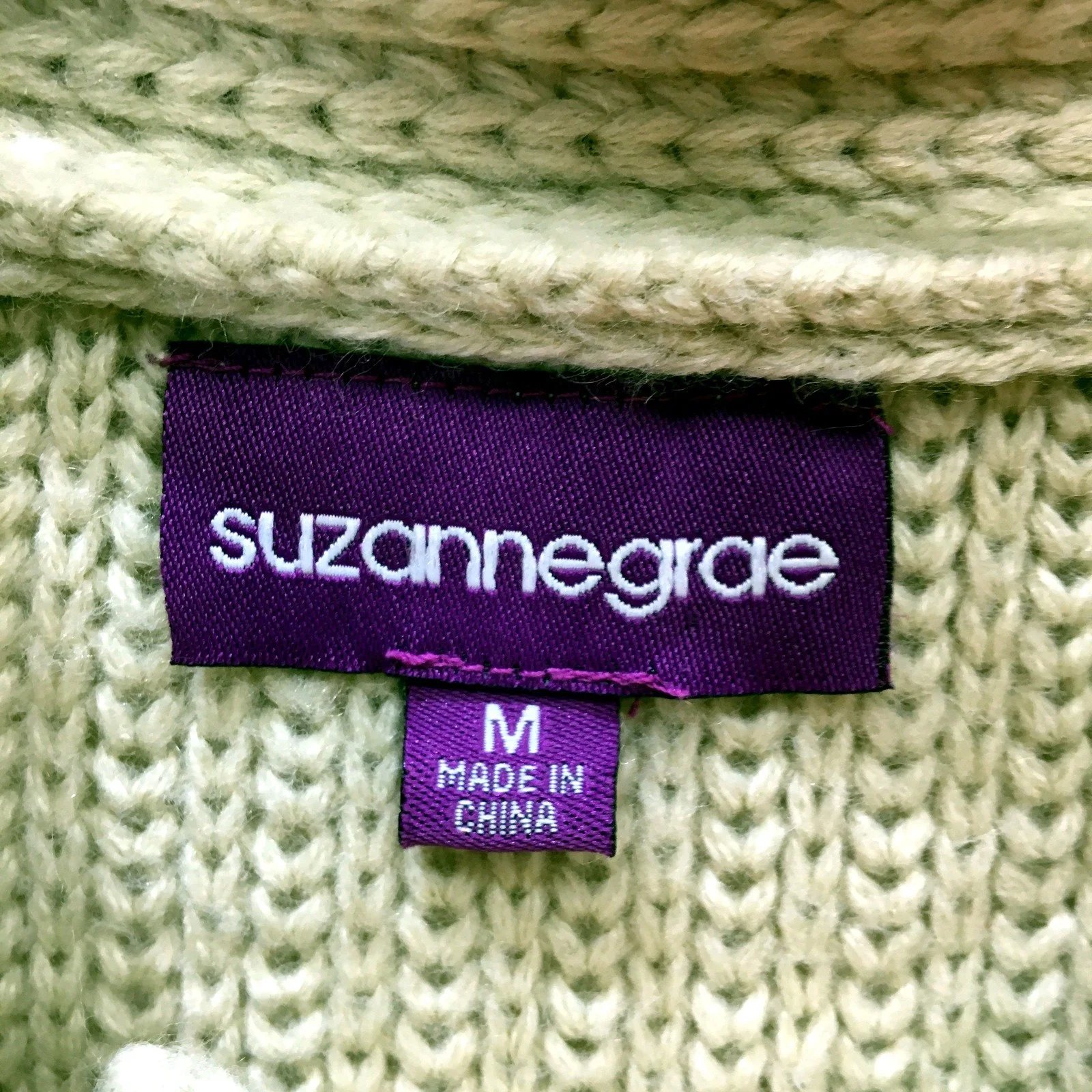 Suzanne Grae Womens Cowl Neck Button Pullover Sweater in Beige, Size M - Image 3
